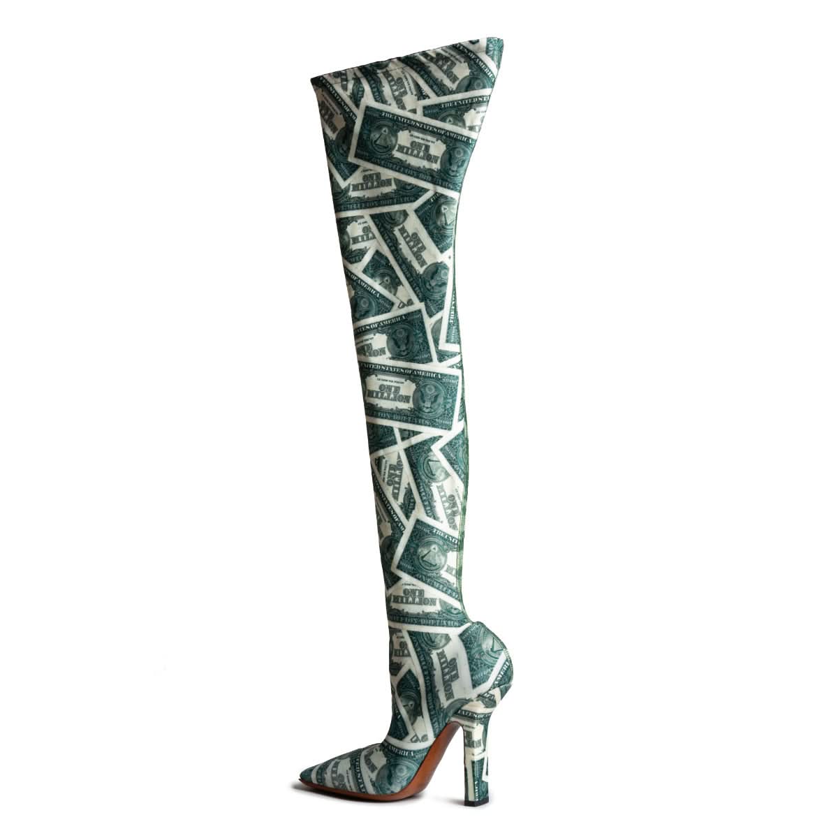 VETEMENTS Million Dollar High Boomerang Sock Boots Multicolor Heels Detail view 3 | Gate