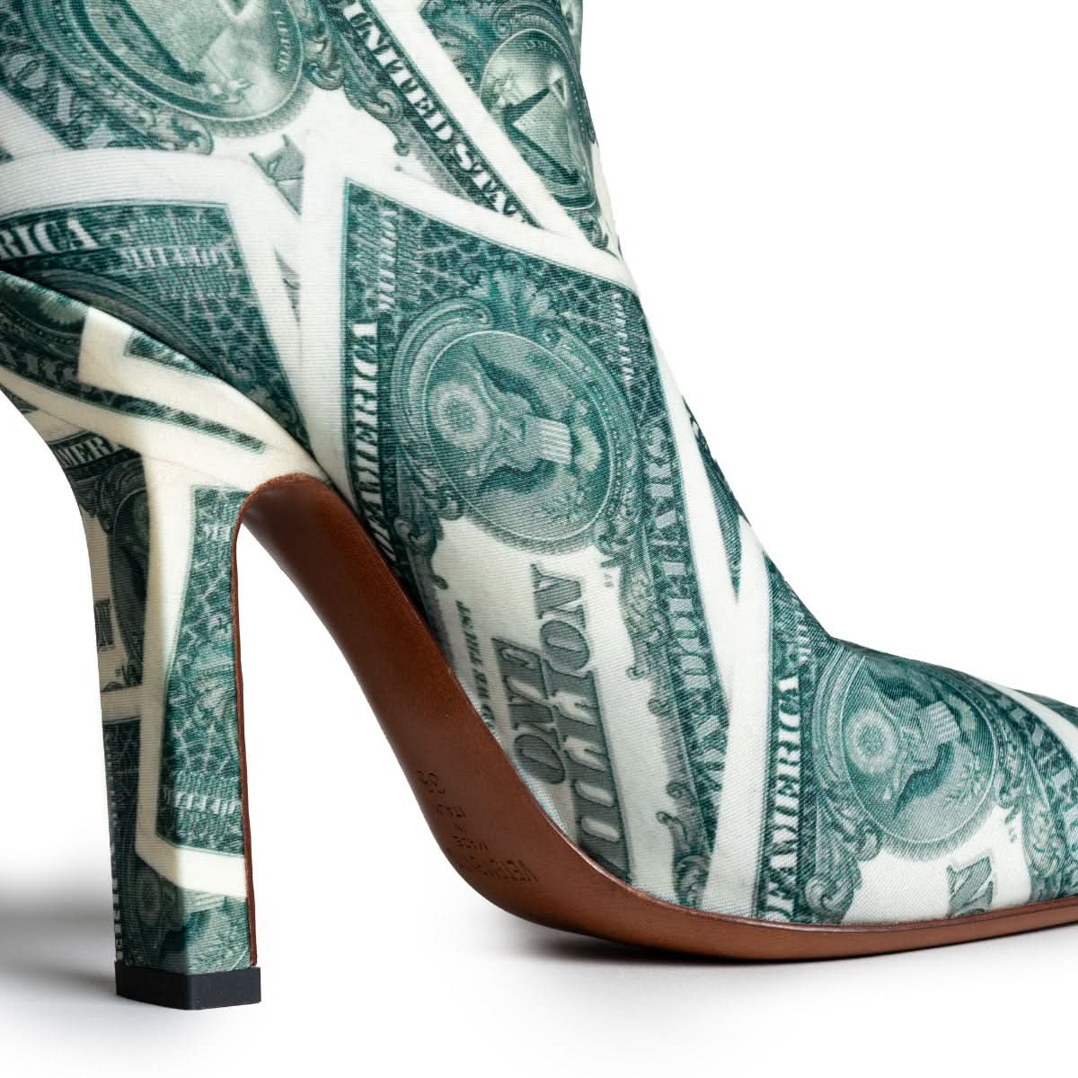 VETEMENTS Million Dollar High Boomerang Sock Boots Multicolor Heels Detail view 4 | Gate