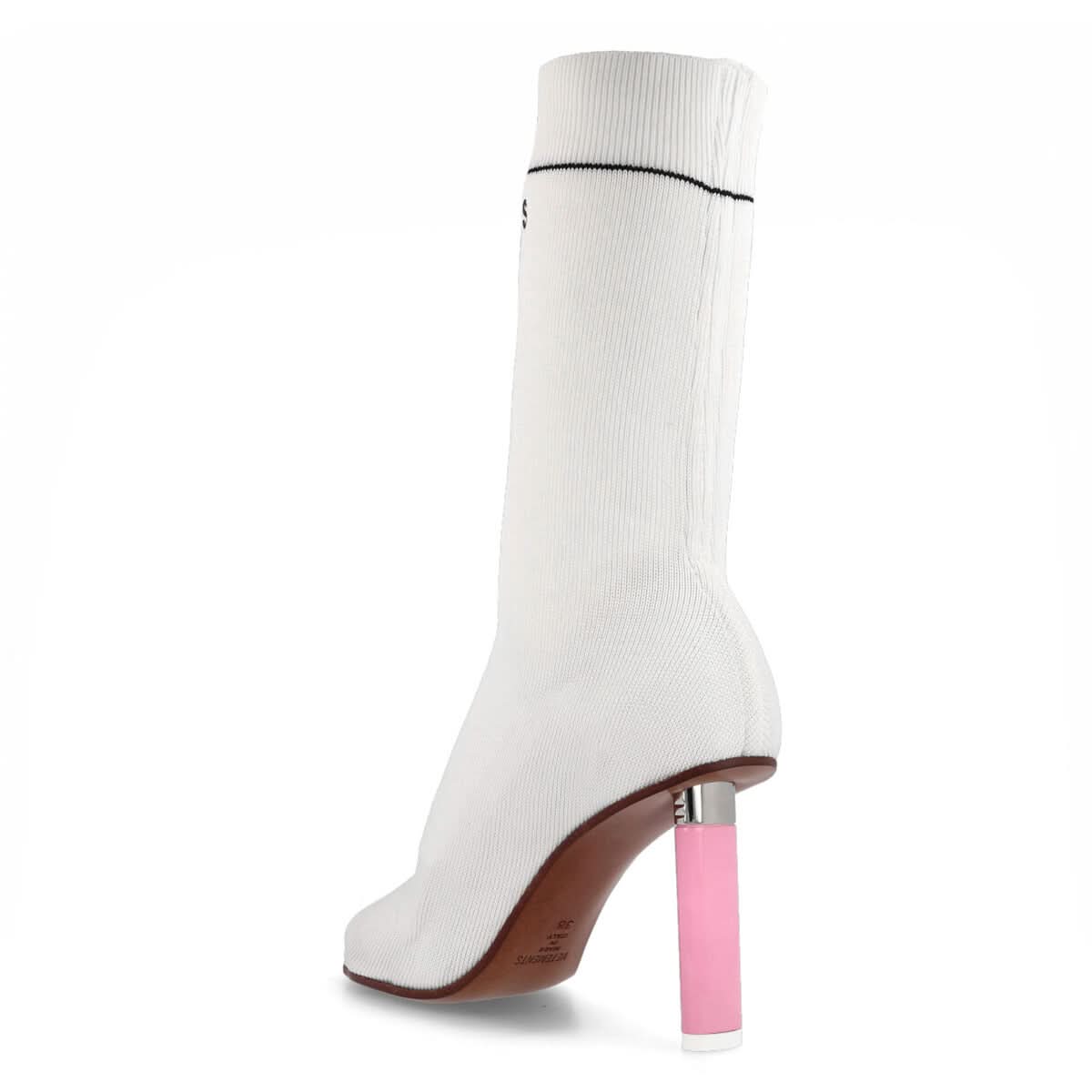 VETEMENTS Lighter Heel Ankle Sock Boots White Heels Detail view 3 | Gate