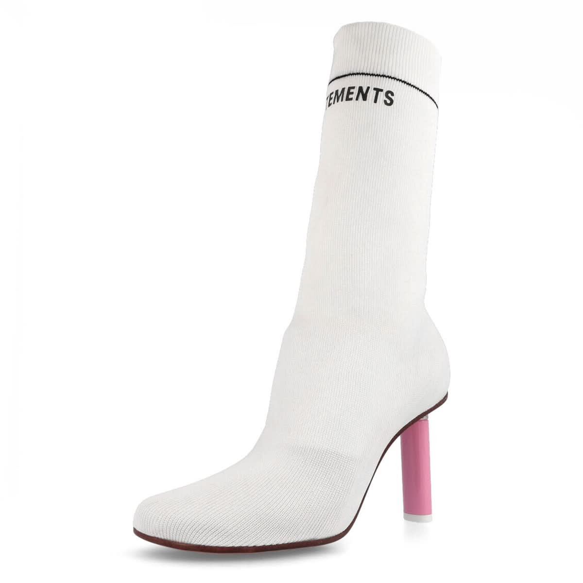 VETEMENTS Lighter Heel Ankle Sock Boots White Heels Detail view 4 | Gate