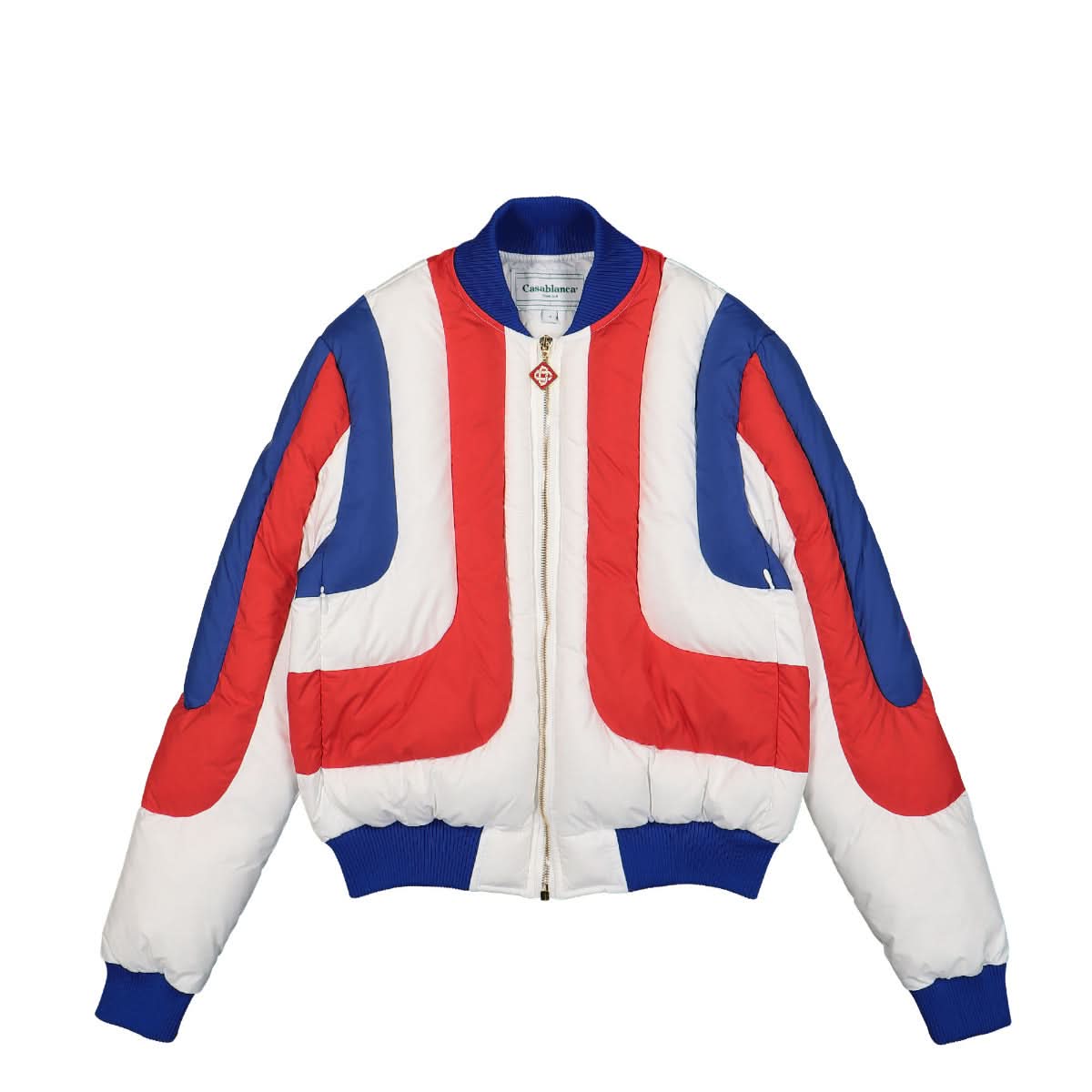 Casablanca Curve Panel Puffer Bomber Jacket Multicolor Detail view 1 | Gate