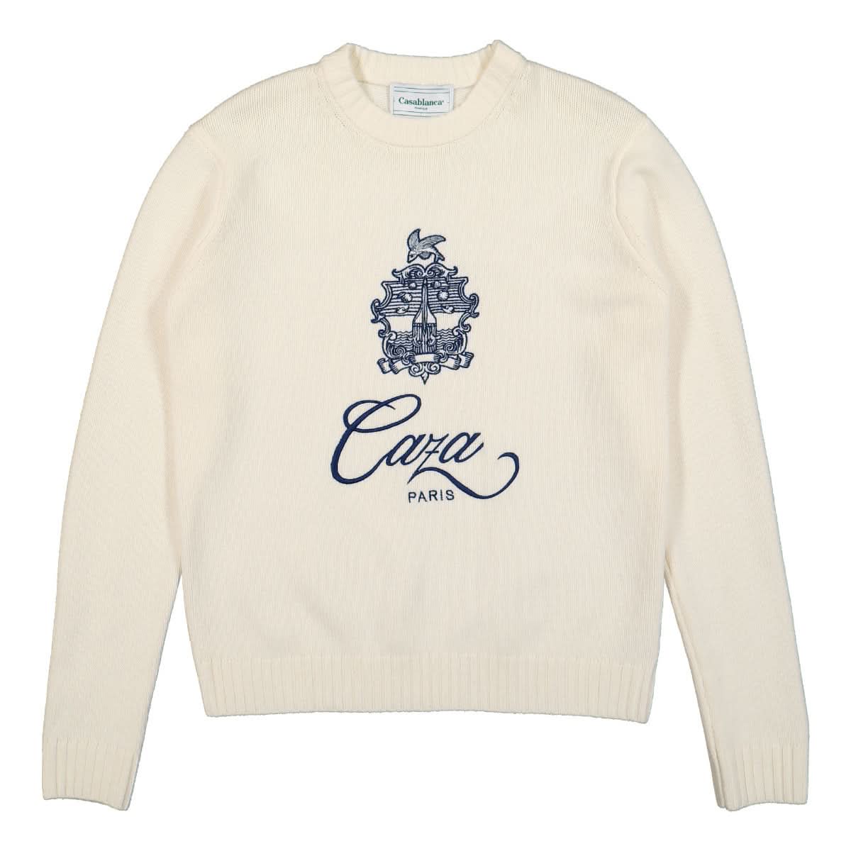 Casablanca Embleme de Caza Intarsia Jumper White Detail view 1 | Gate