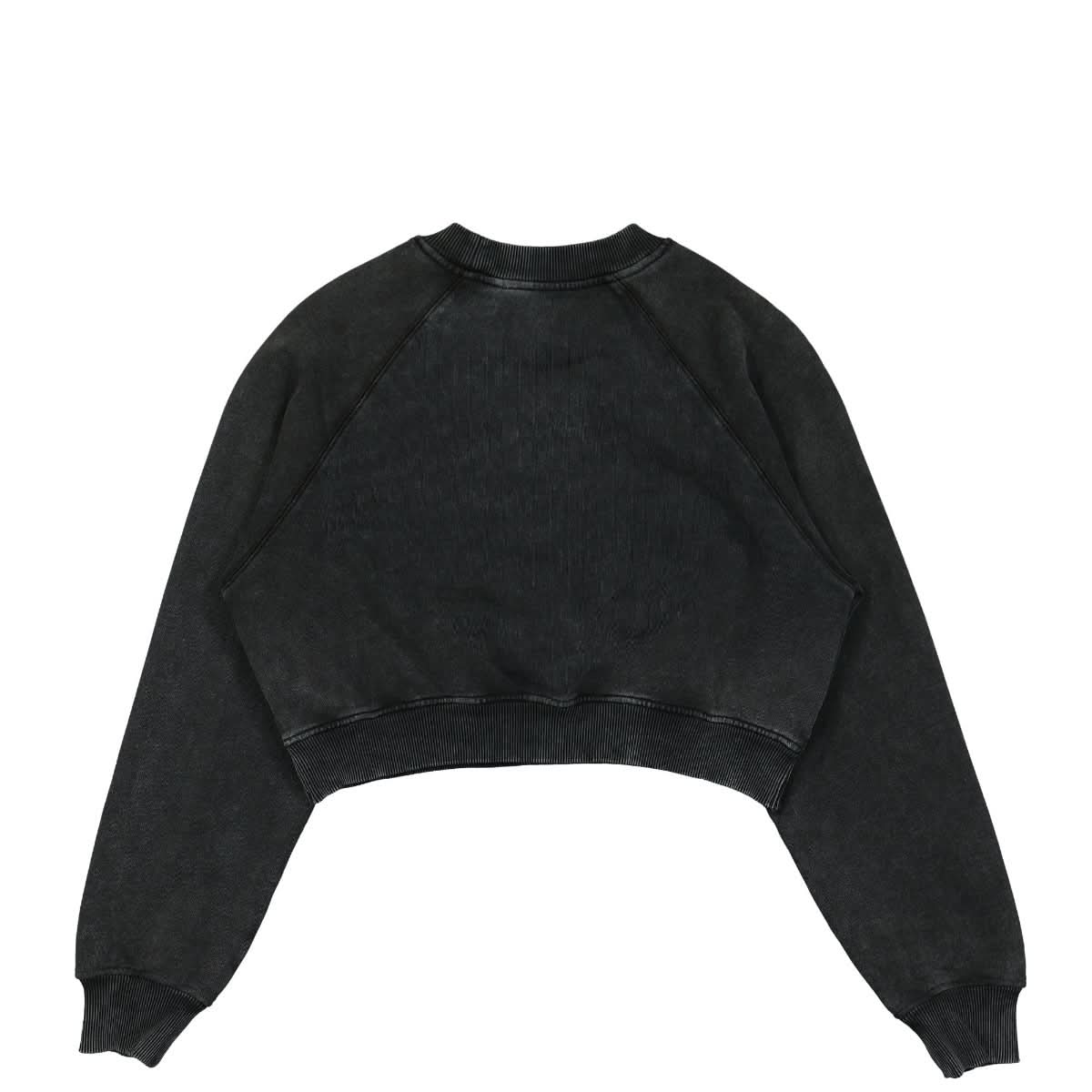 Casablanca School of Beautiful Embroidered Cropped Sweatshirt Black Detail view 2 | Gate