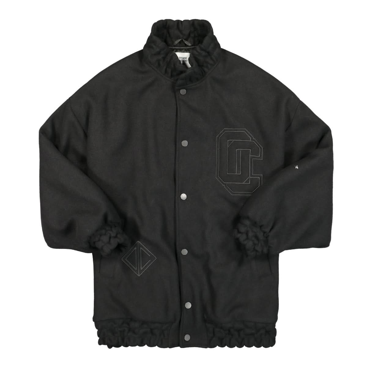 Opening Ceremony OC Embroidered Felt Varsity Jacket Black Detail view 1 | Gate