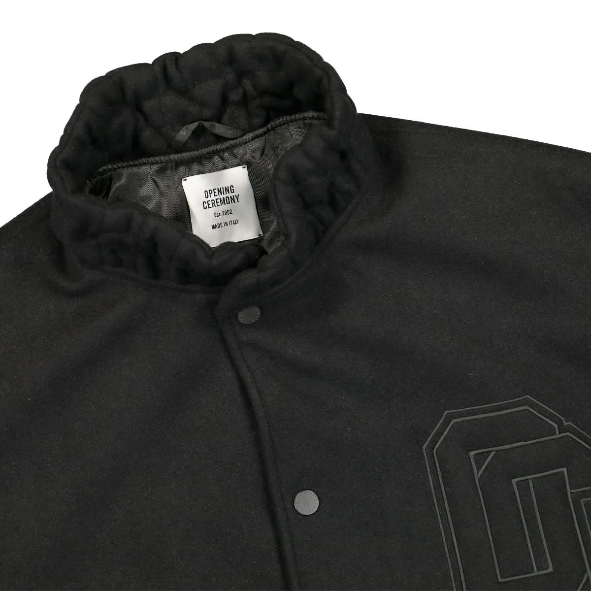 Opening Ceremony OC Embroidered Felt Varsity Jacket Black Detail view 3 | Gate