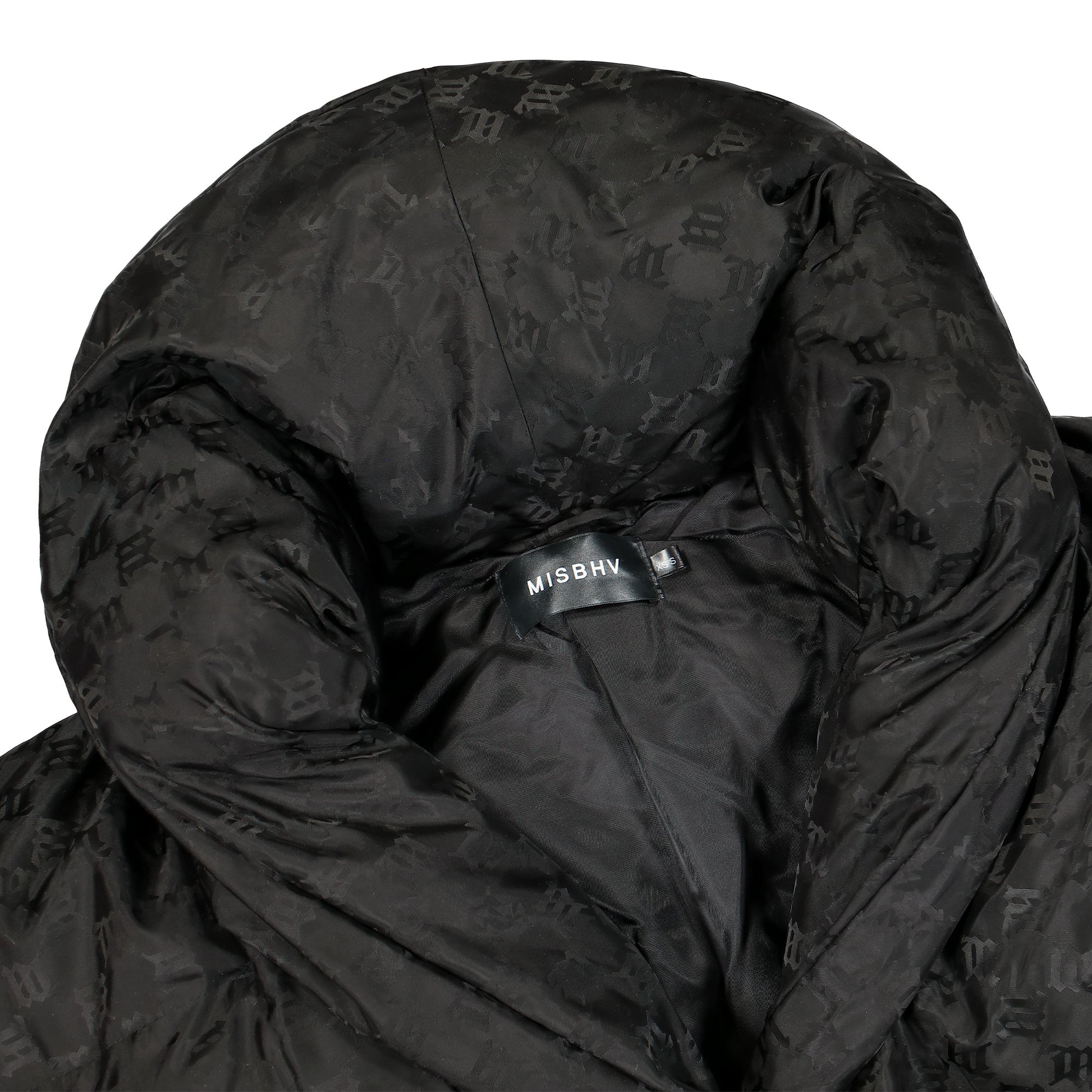 MISBHV Black Moscow Monogram Puffer Jacket Black Jackets 121W402 Detail View 3 | GATE
