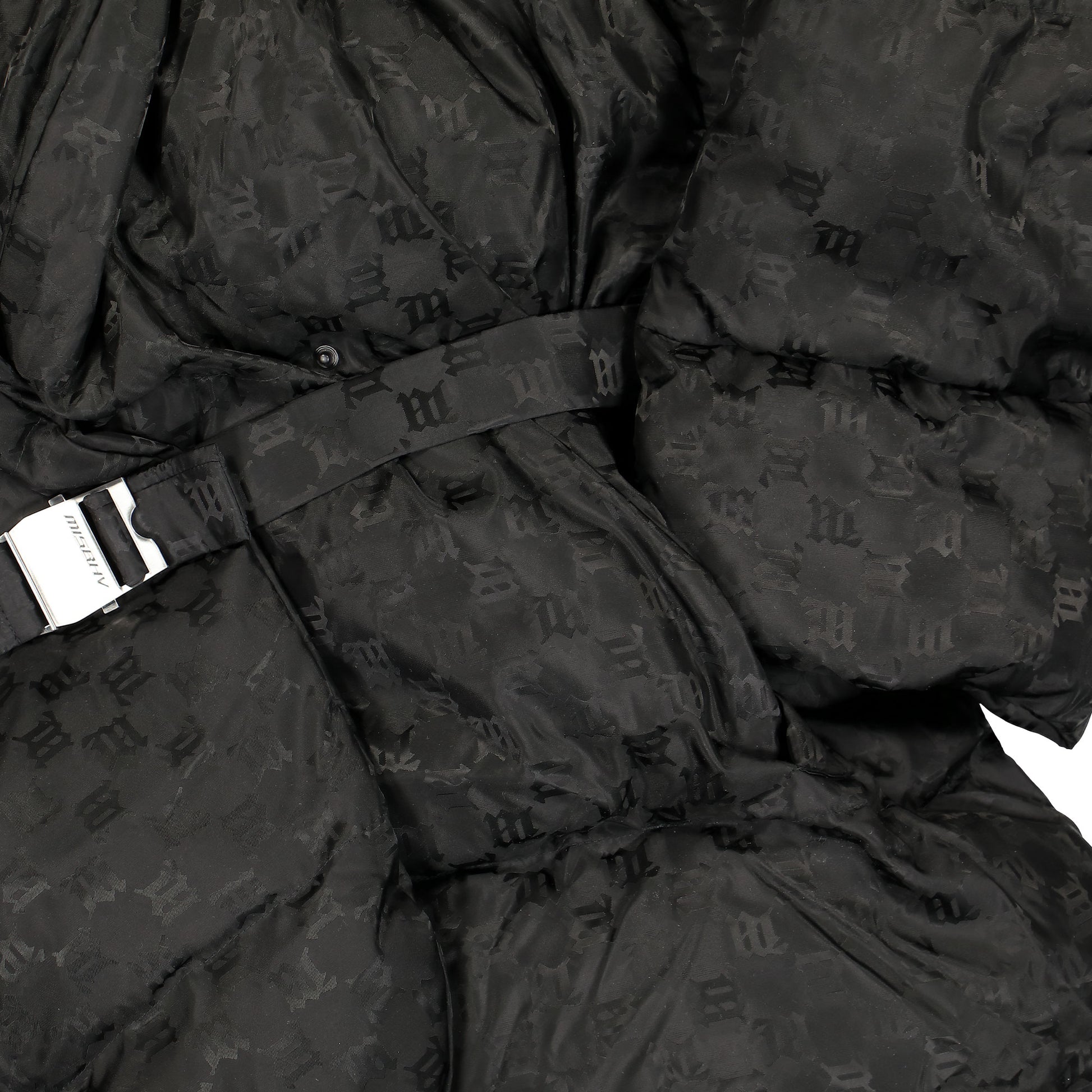 MISBHV Black Moscow Monogram Puffer Jacket Black Jackets 121W402 Detail View 4 | GATE
