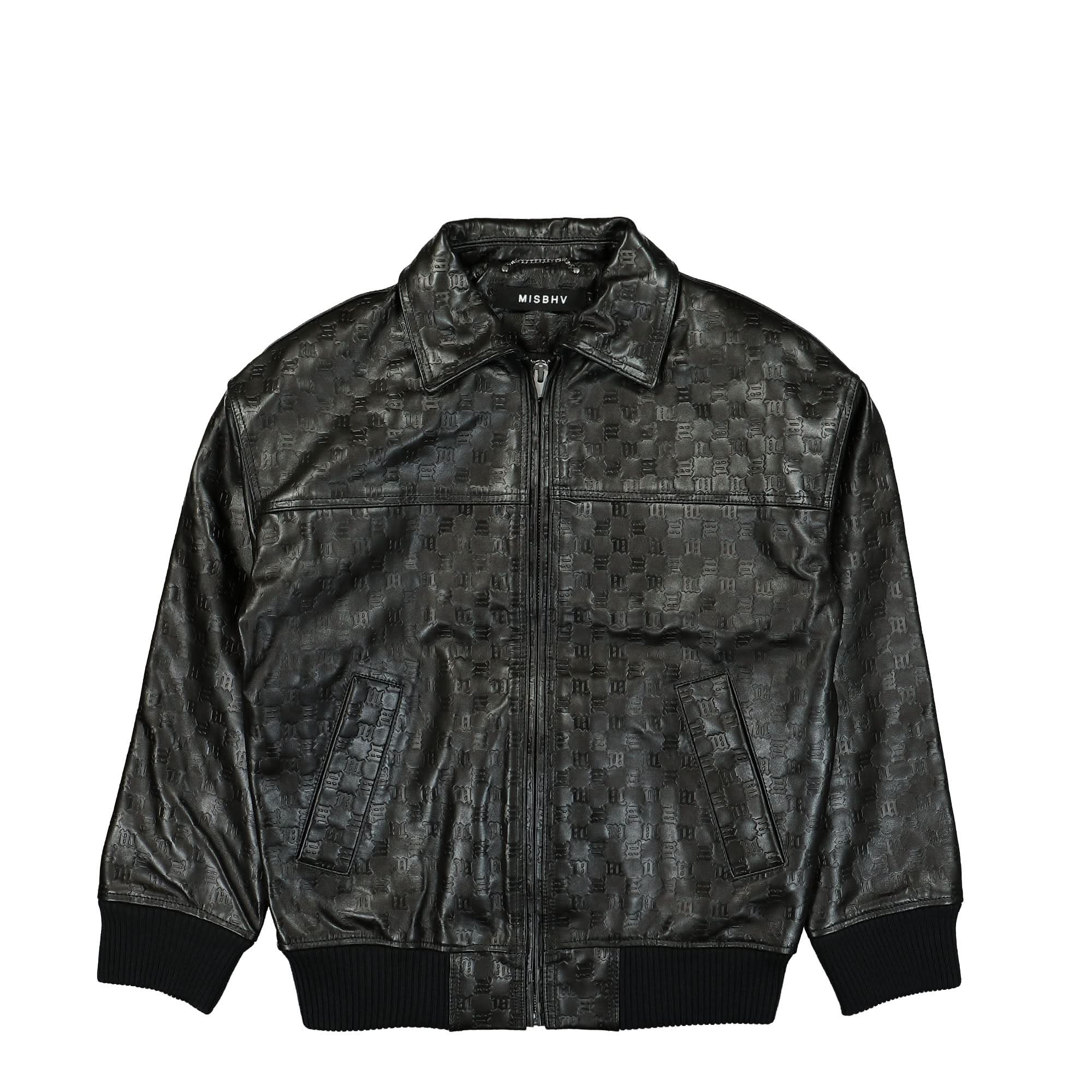 Monogram Embossed Bandit Leather Jacket | GATE