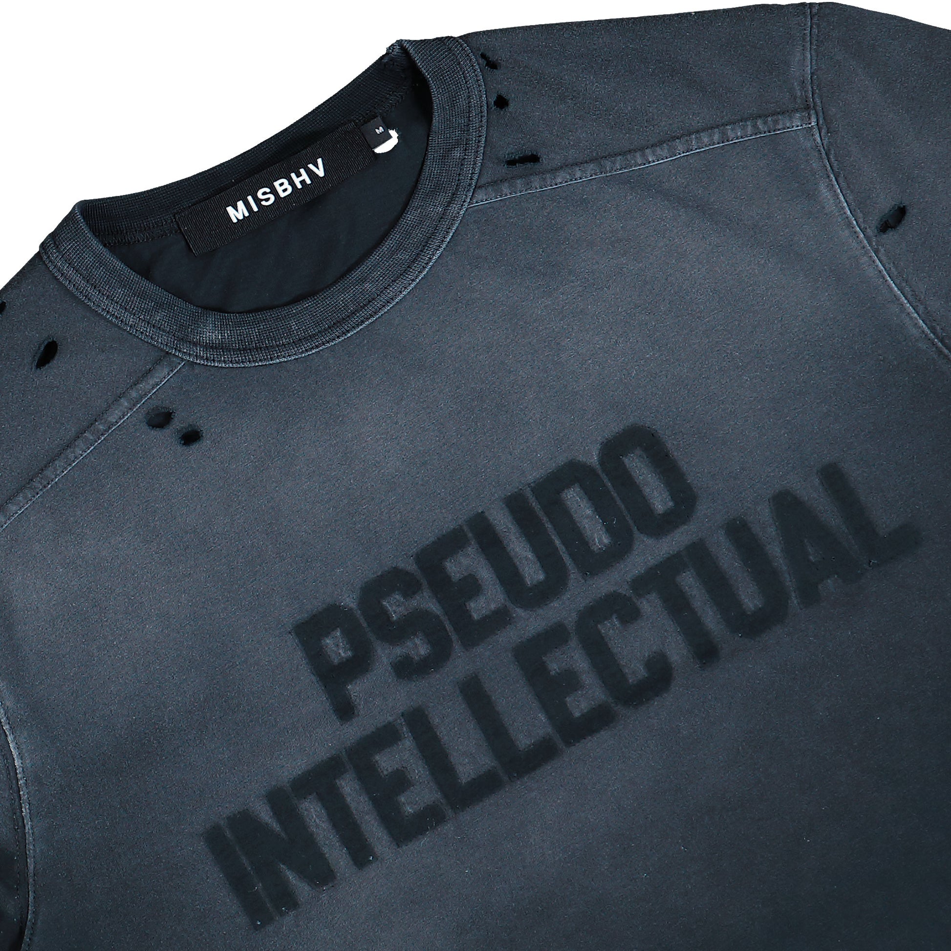 MISBHV Pseudo Intellectual T-Shirt Washed Black T-Shirts 251M114 Detail View 3 | GATE