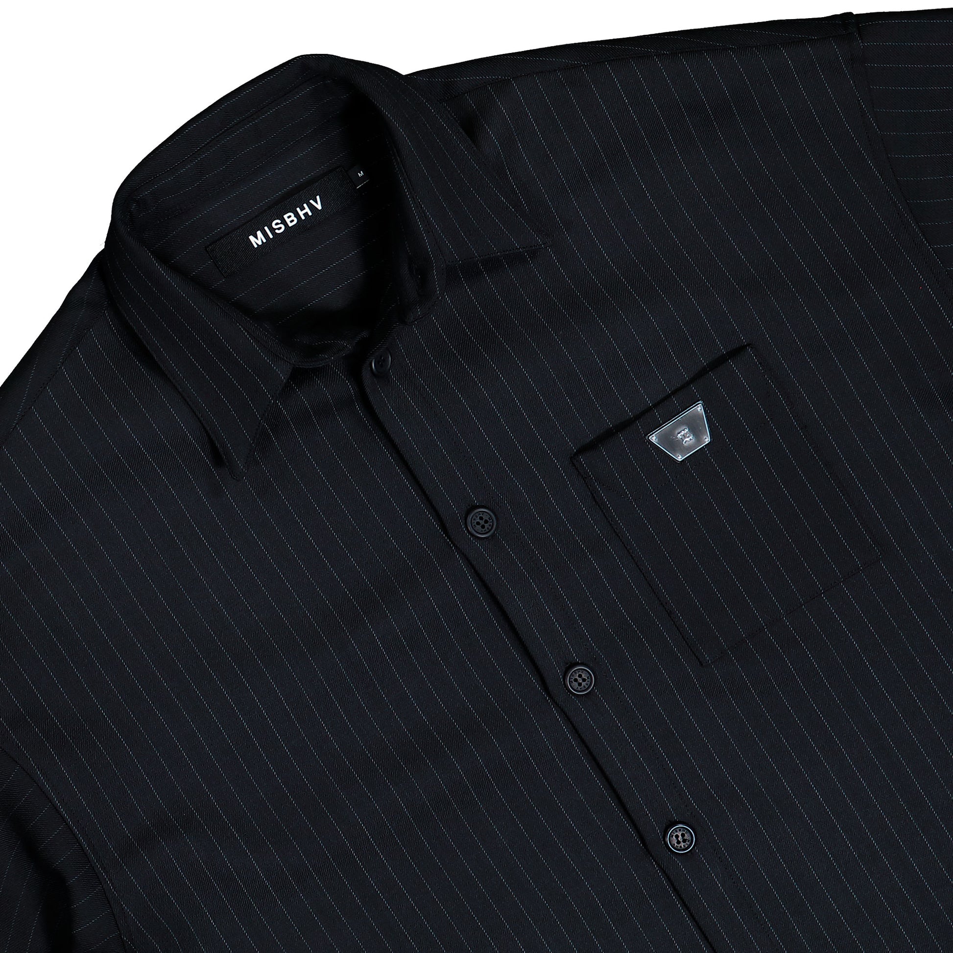 MISBHV Pinstripe Overshirt Black Shirts 251M141 Detail View 3 | GATE
