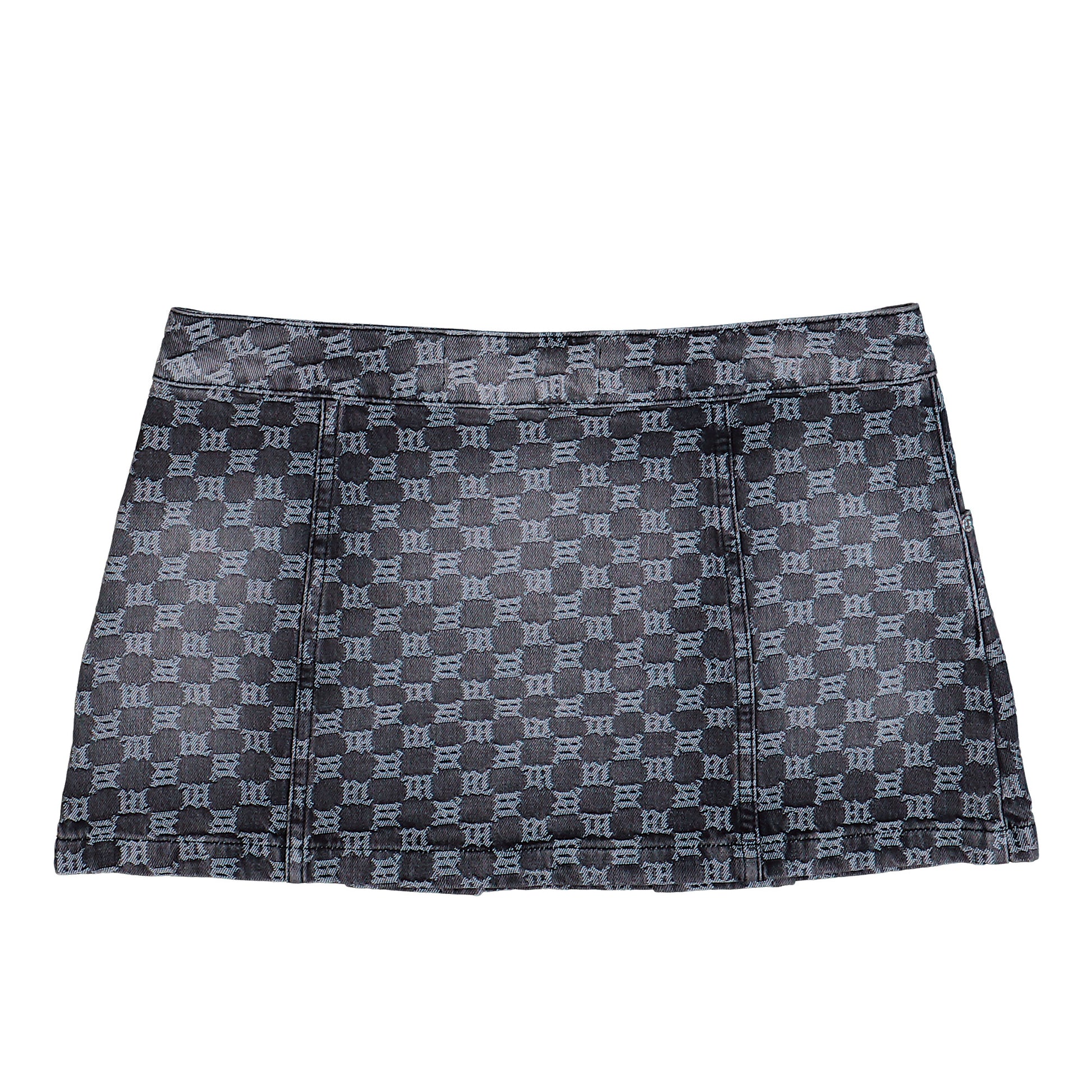 MISBHV Monogram Denim Skirt Washed Black Skirts 251W850 Detail View 2 | GATE