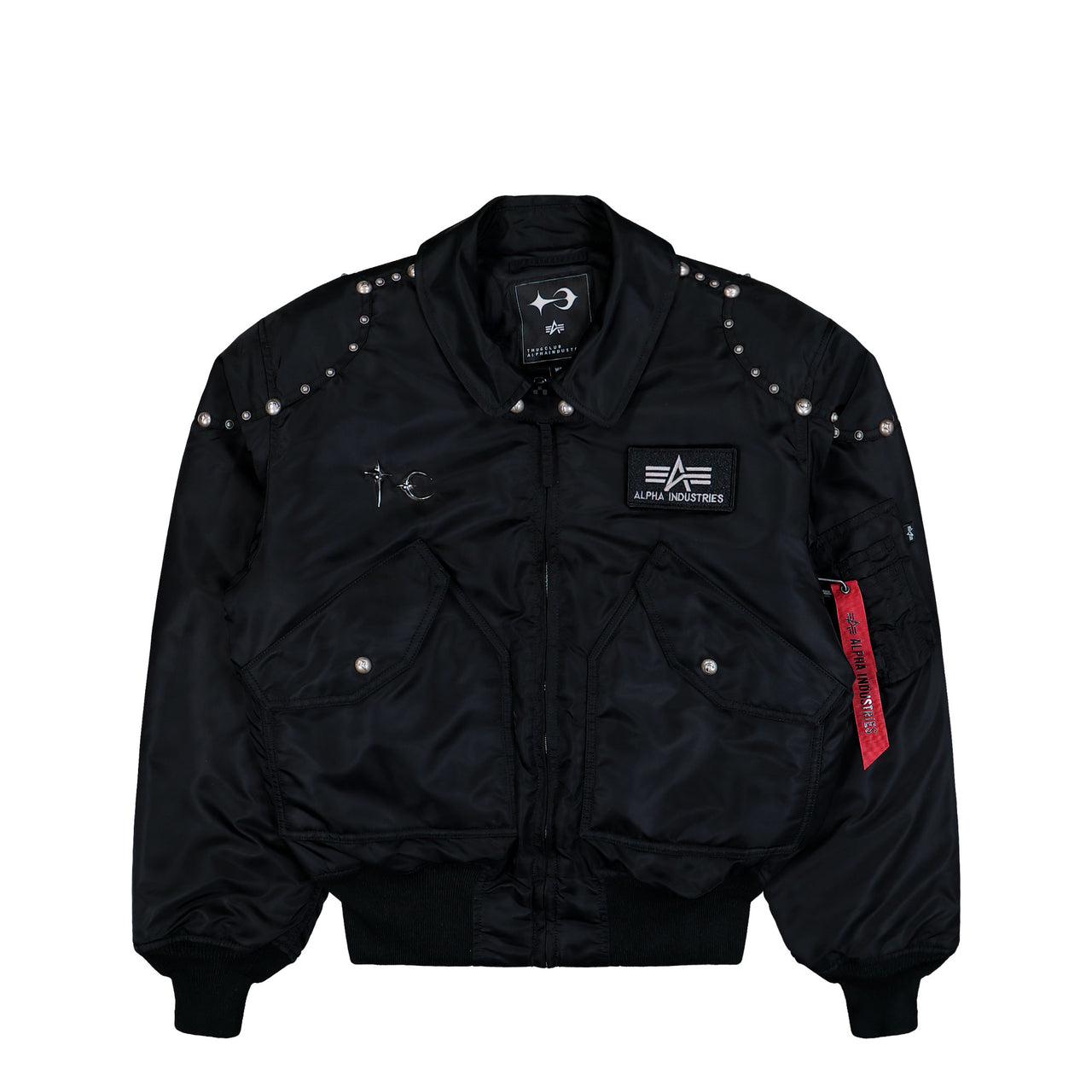Thug Club x Alpha Industries CWU-45P Rivet Edition Black Bomber & Varsity Jackets 258150-03 Detail View 1 | GATE
