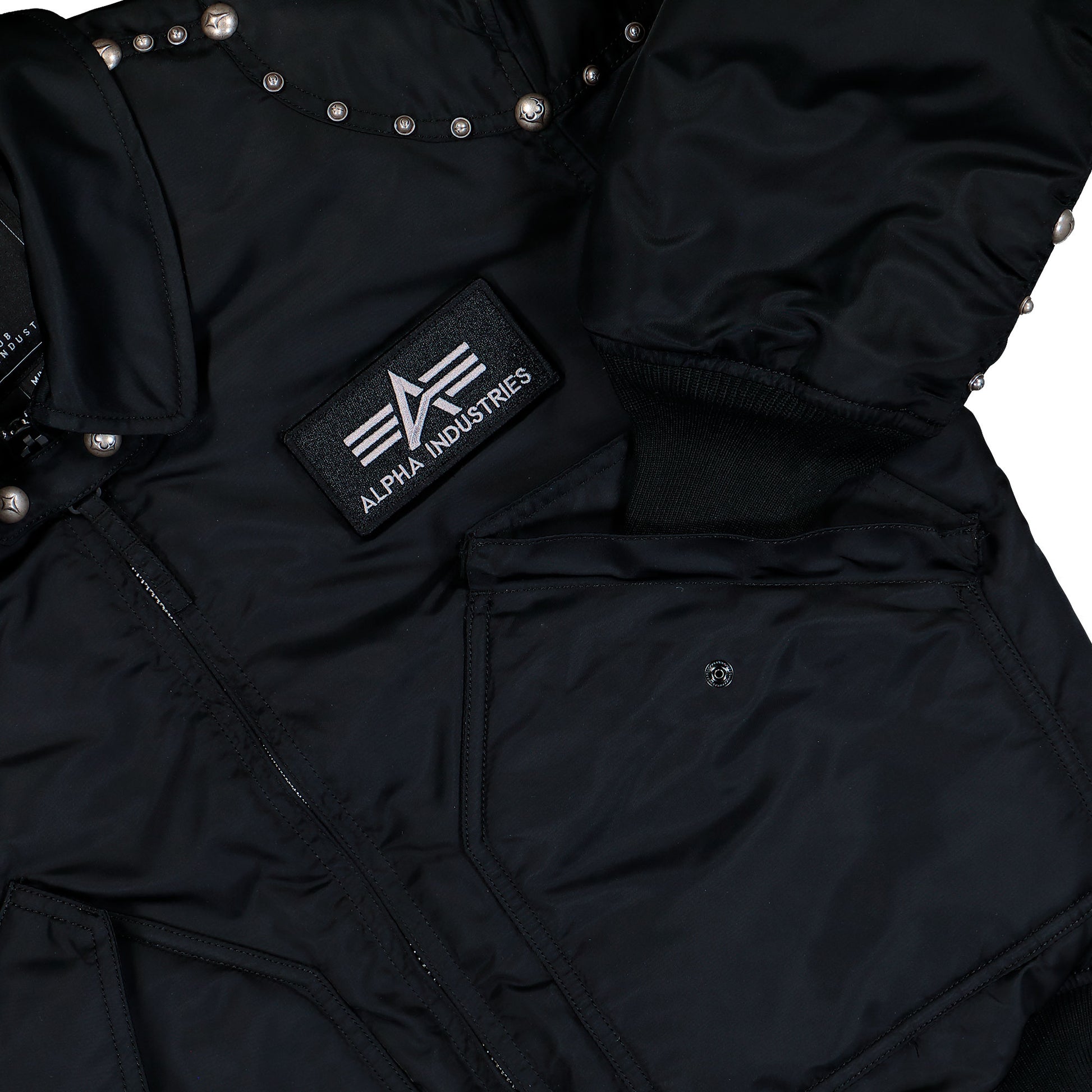 Thug Club x Alpha Industries CWU-45P Rivet Edition Black Bomber & Varsity Jackets 258150-03 Detail View 5 | GATE
