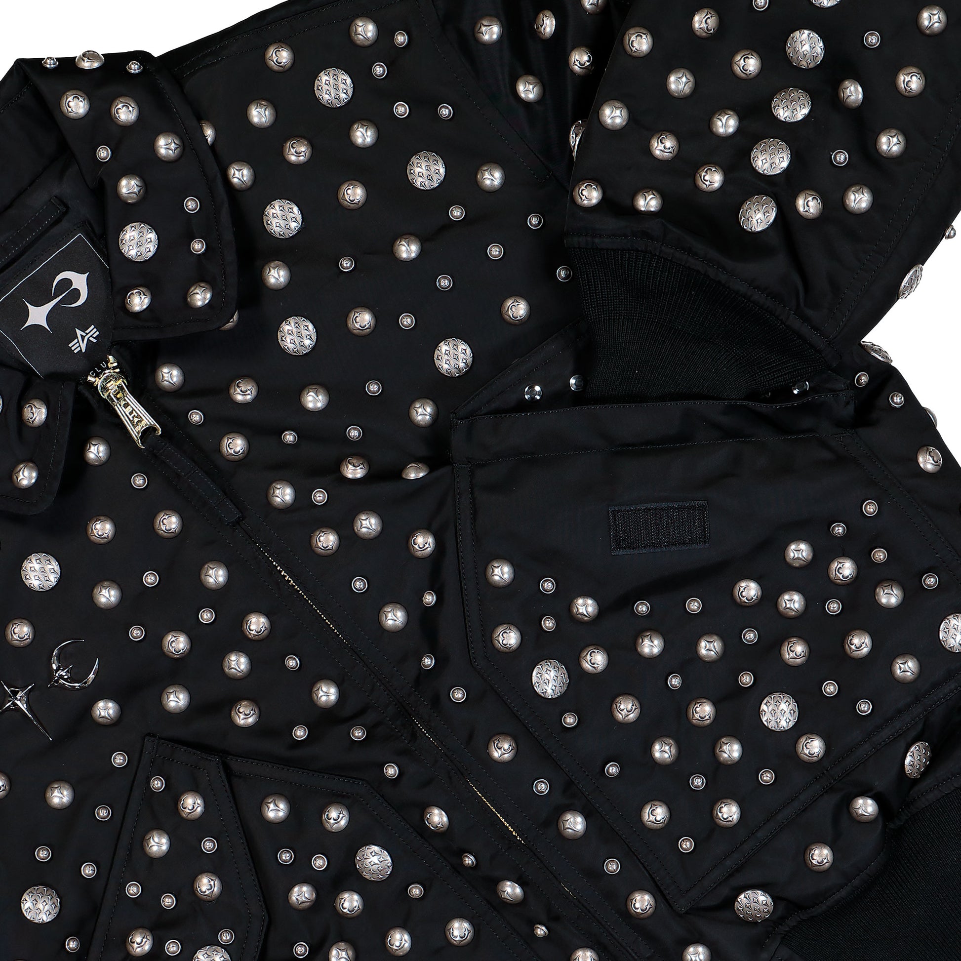 Thug Club x Alpha Industries CWU-45P All Over Rivet Edition Black Bomber & Varsity Jackets 258151-03 Detail View 4 | GATE
