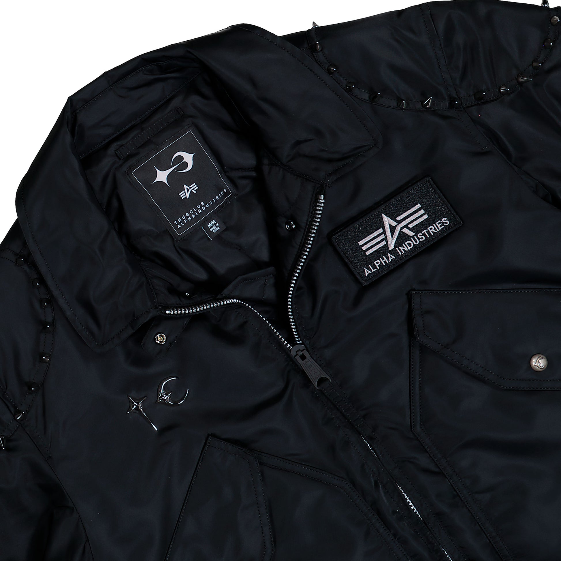Thug Club x Alpha Industries CWU-45P Studio Edition Black Bomber & Varsity Jackets 258152-03 Detail View 4 | GATE
