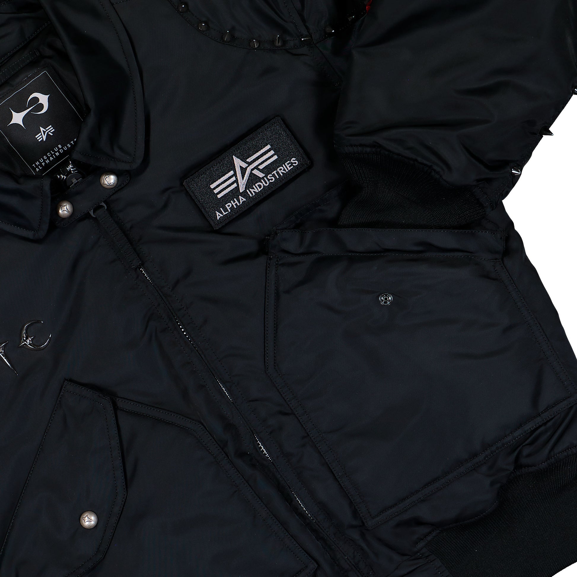 Thug Club x Alpha Industries CWU-45P Studio Edition Black Bomber & Varsity Jackets 258152-03 Detail View 5 | GATE

