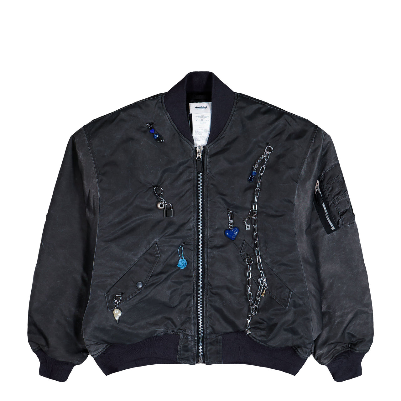 Doublet Key Chain Decorated Bomber Jacket Grey Jackets 25AW18BL223 Detail View 1 | GATE