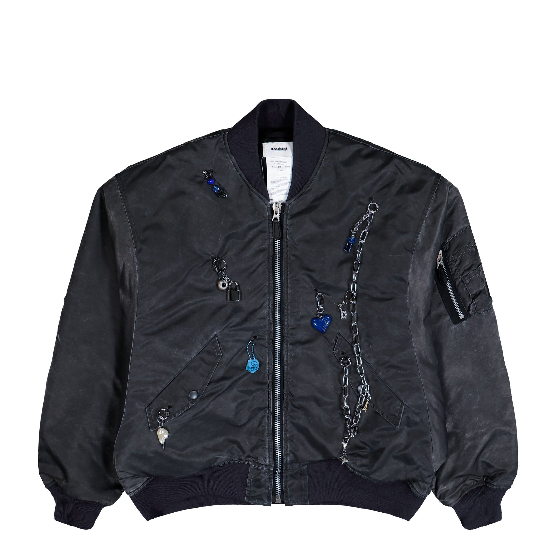 Doublet Key Chain Decorated Bomber Jacket Grey Jackets 25AW18BL223 Detail View 1 | GATE