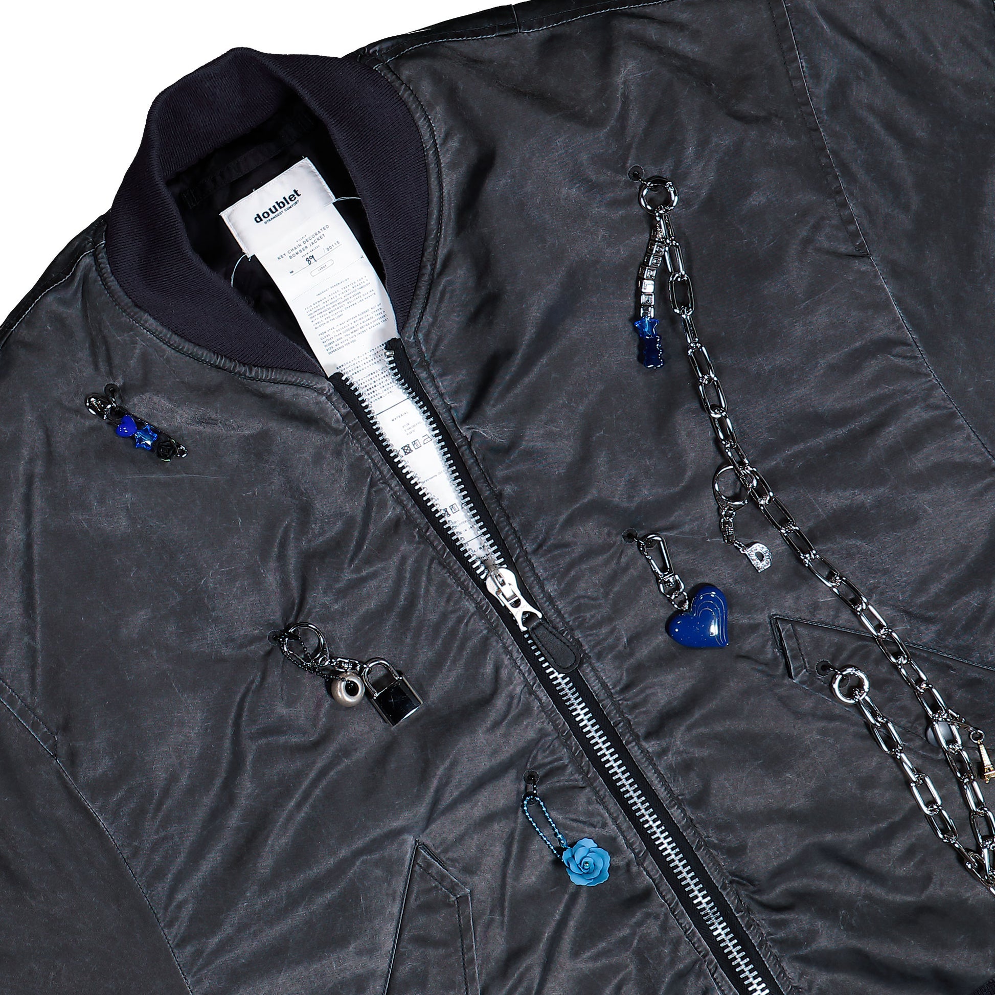 Doublet Key Chain Decorated Bomber Jacket Grey Jackets 25AW18BL223 Detail View 3 | GATE
