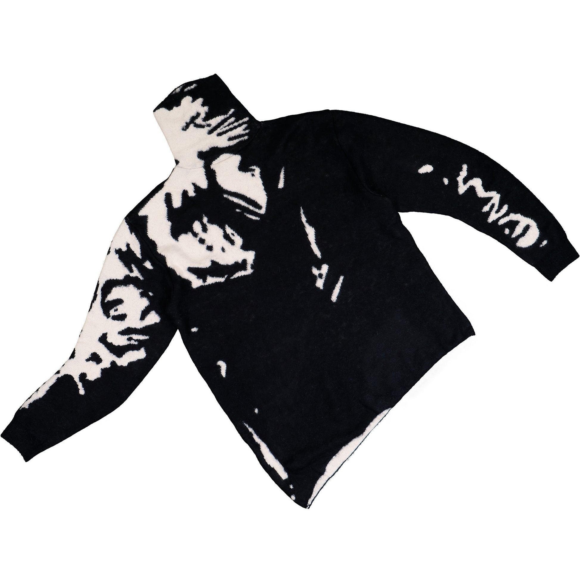 Doublet Graffiti Jacquard Knit Pullover White / Black Sweatshirts 25AW63KN190 Detail View 5 | GATE