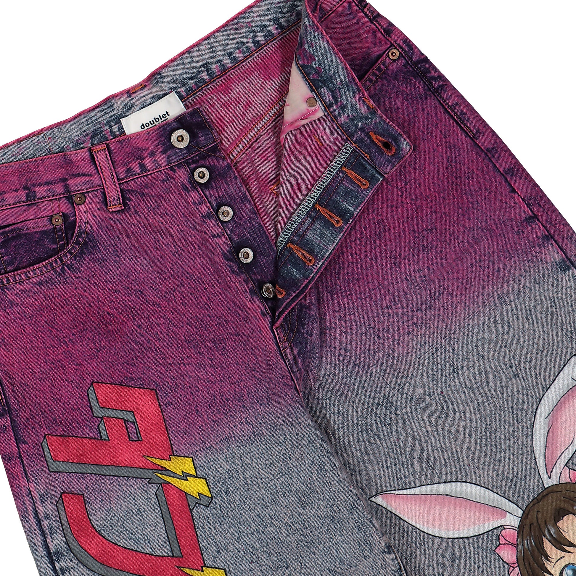 Doublet Anime Hand-Painting Denim Pants Pink Detail view 6 | Gate
