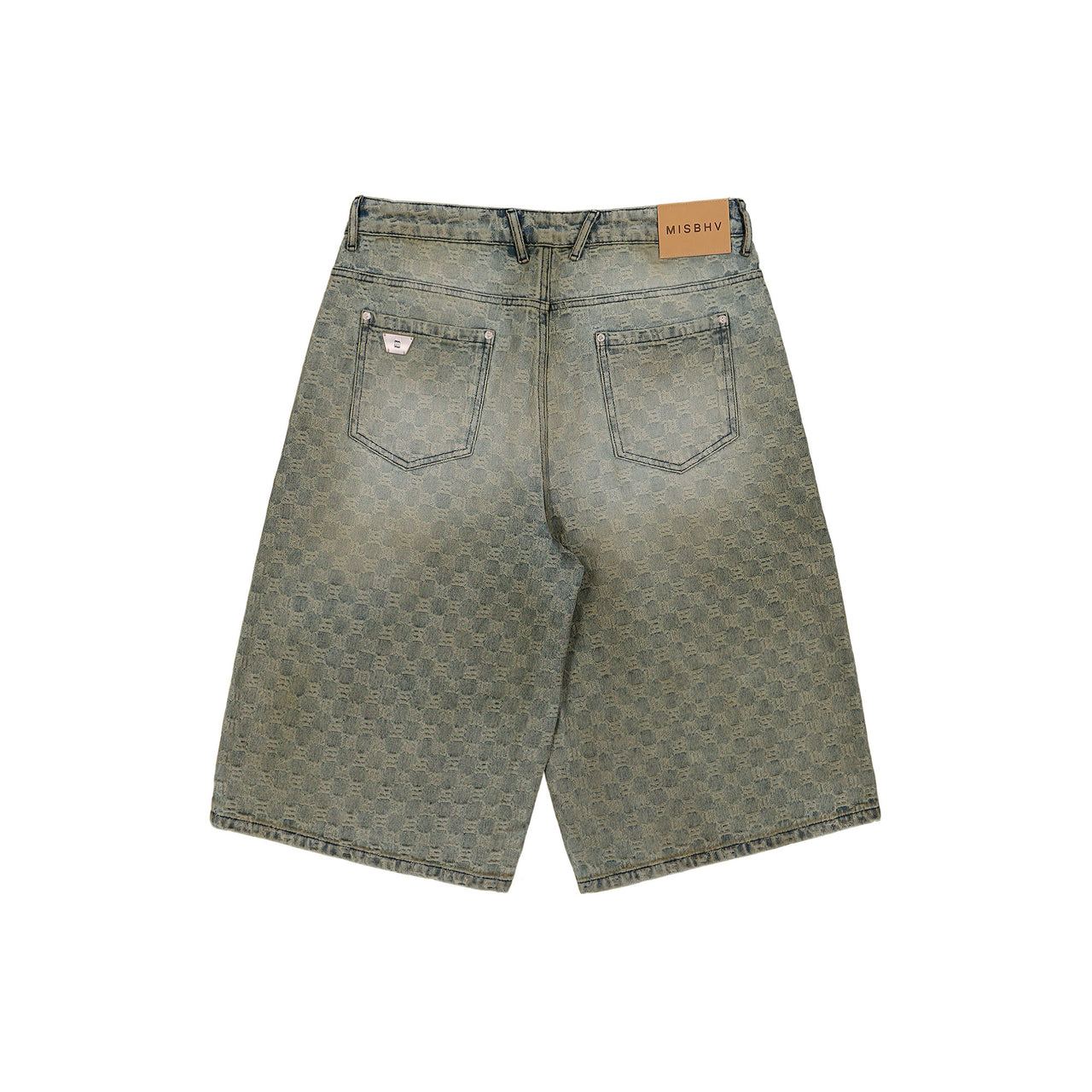 MISBHV Monogram Ocean Washed Denim Shorts Pale Blue Shorts 260U153 Detail View 1 | GATE