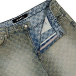 MISBHV Monogram Ocean Washed Denim Shorts Pale Blue Shorts 260U153 Detail View 4 | GATE
