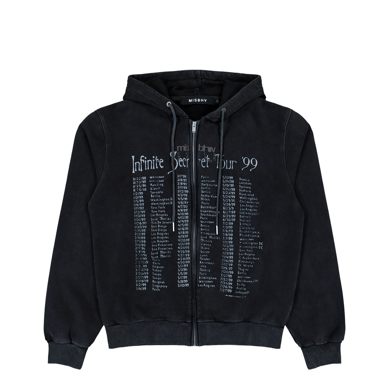 MISBHV Tour 99 Zipped Hoodie Black Hoodies 260U212 Detail View 1 | GATE