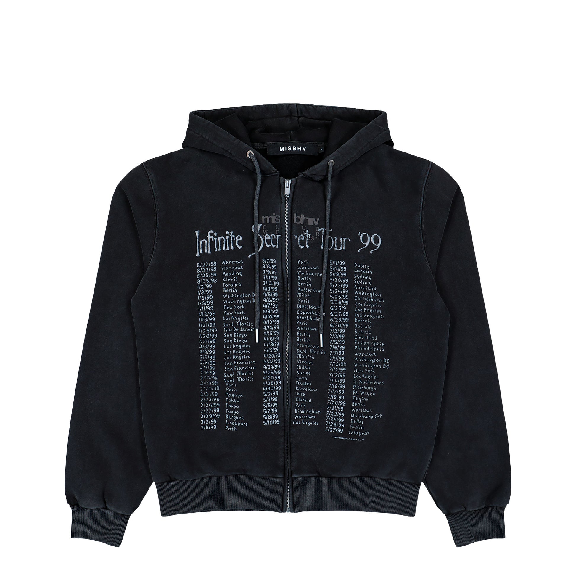 MISBHV Tour 99 Zipped Hoodie Black Hoodies 260U212 Detail View 1 | GATE