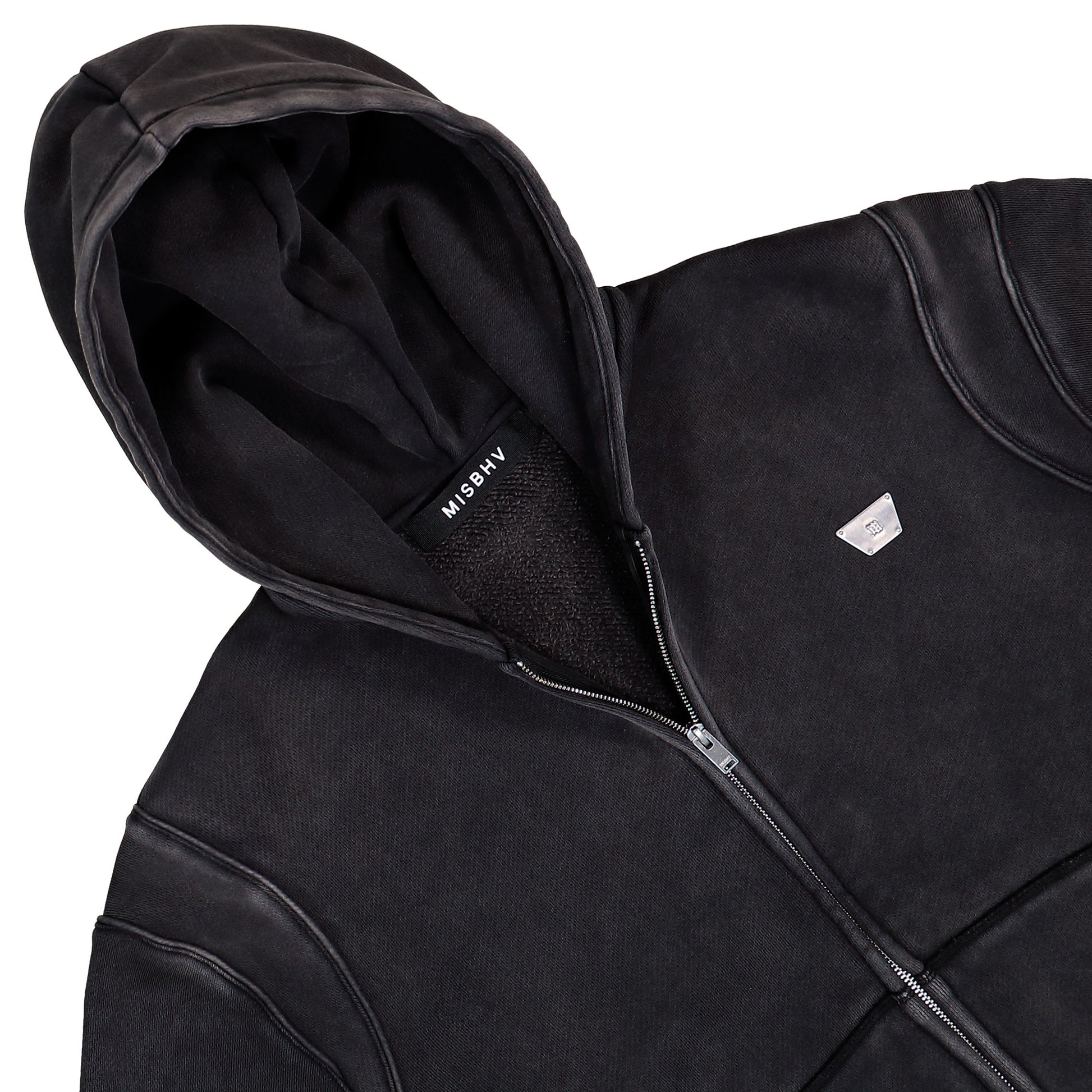 MISBHV Teddy Zipped Hoodie Washed Black Hoodies 260U225 Detail View 3 | GATE