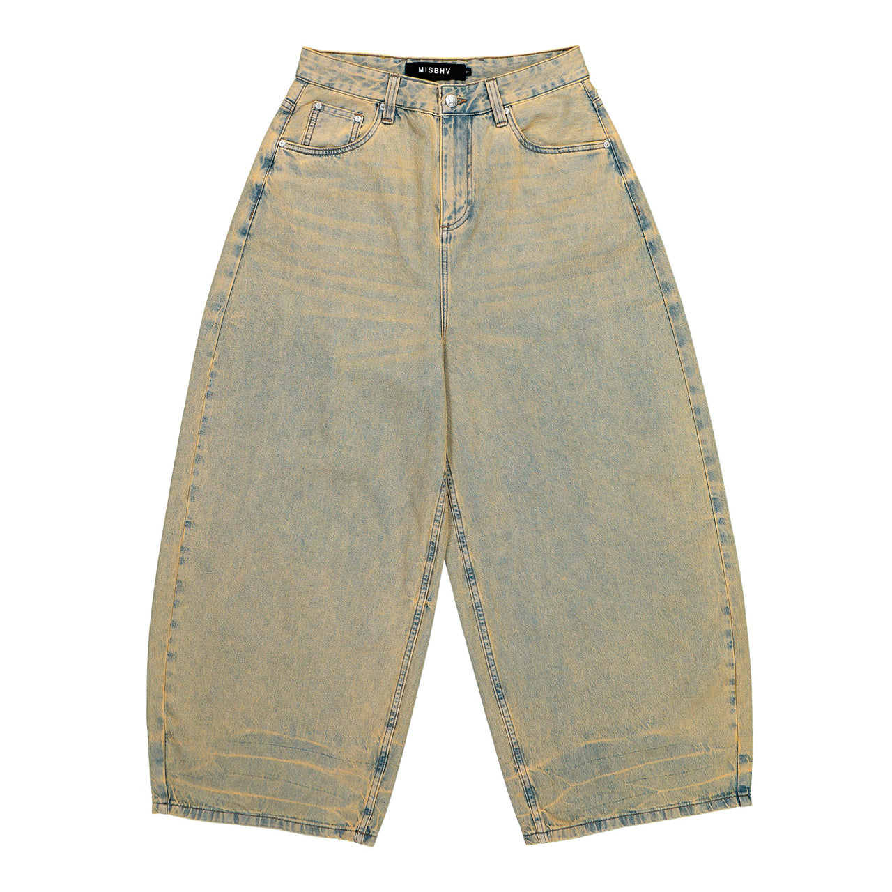 MISBHV Sand Washed Balloon Denim Trousers Sand Washed Denim 260U313 Detail View 1 | GATE