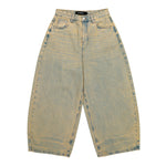 MISBHV Sand Washed Balloon Denim Trousers Sand Washed Denim 260U313 Detail View 1 | GATE