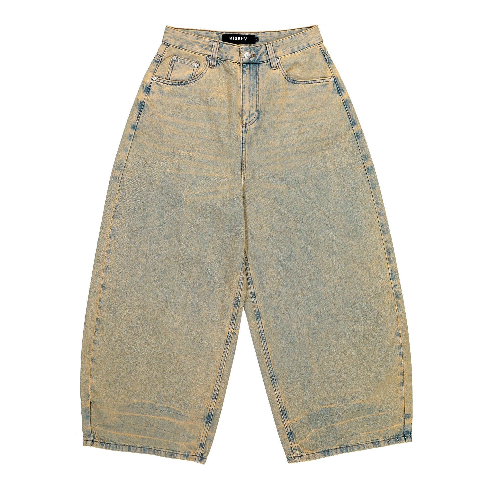 MISBHV Sand Washed Balloon Denim Trousers Sand Washed Denim 260U313 Detail View 1 | GATE