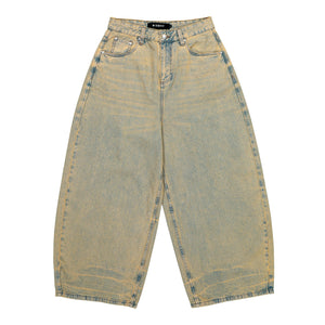 MISBHV Sand Washed Balloon Denim Trousers Sand Washed Denim 260U313 Detail View 1 | GATE