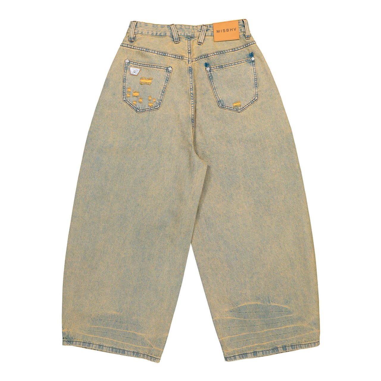 MISBHV Sand Washed Balloon Denim Trousers Sand Washed Denim 260U313 Detail View 1 | GATE