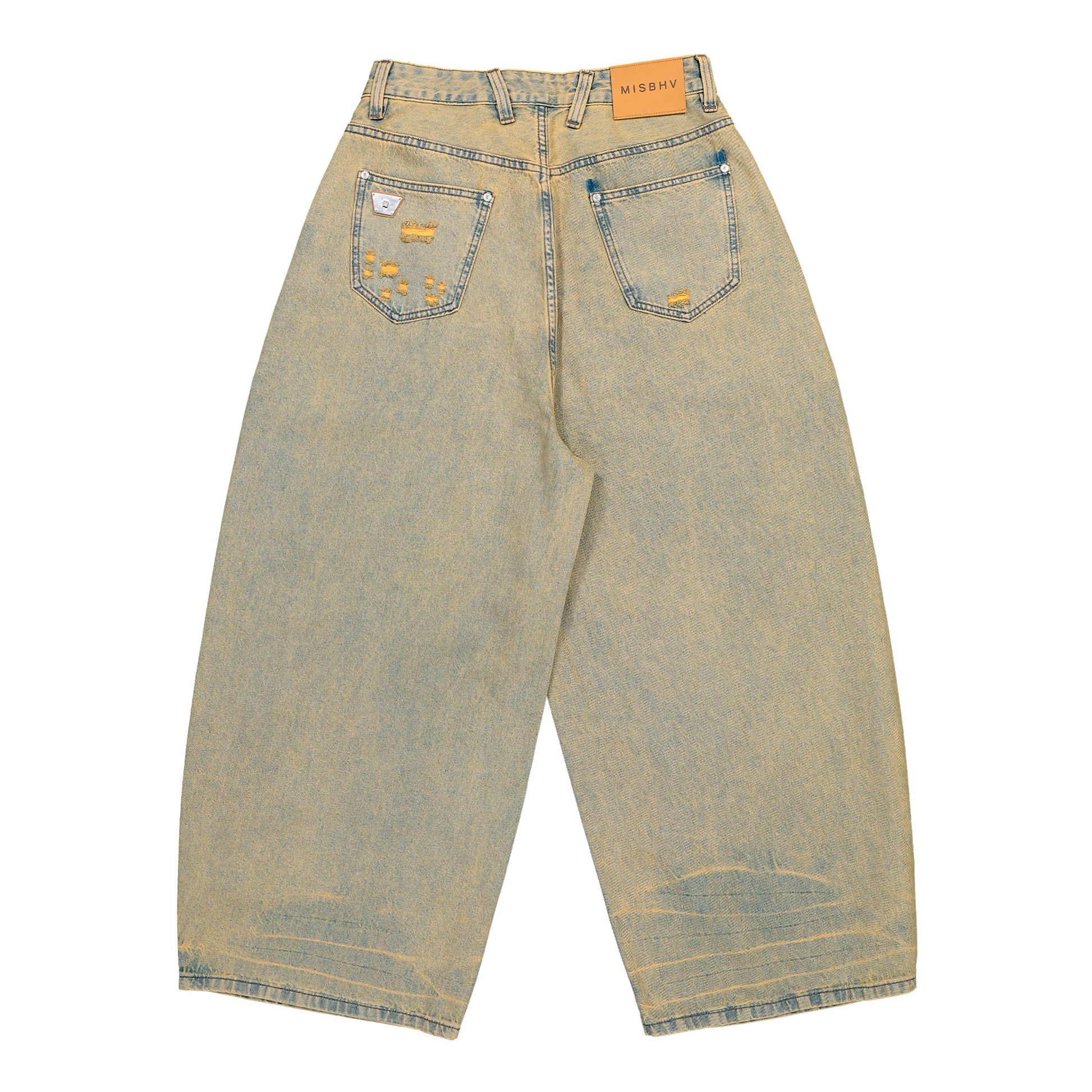 MISBHV Sand Washed Balloon Denim Trousers Sand Washed Denim 260U313 Detail View 2 | GATE