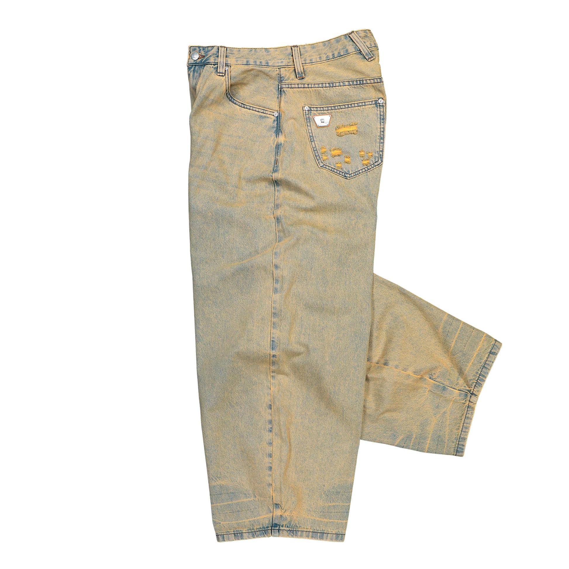 MISBHV Sand Washed Balloon Denim Trousers Sand Washed Denim 260U313 Detail View 3 | GATE