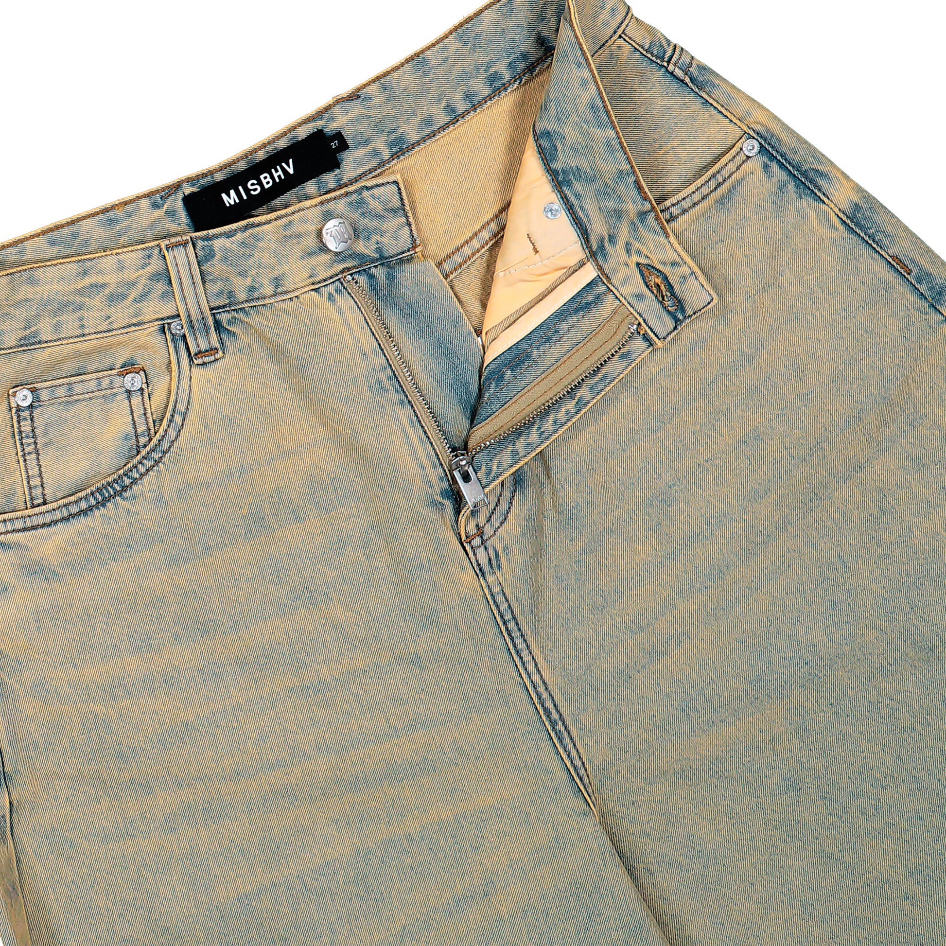 MISBHV Sand Washed Balloon Denim Trousers Sand Washed Denim 260U313 Detail View 4 | GATE