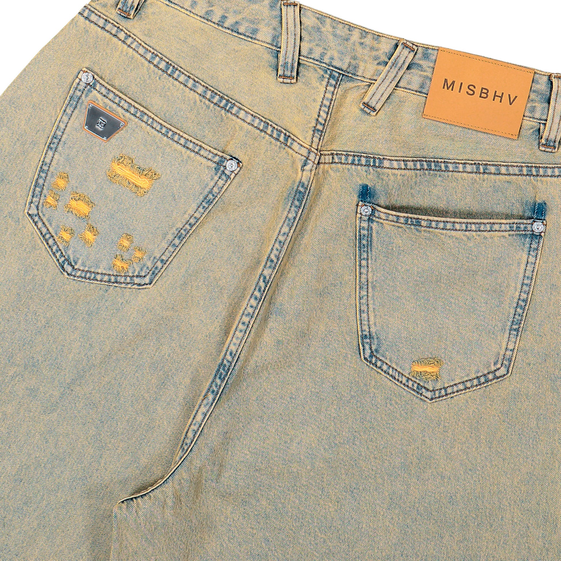 MISBHV Sand Washed Balloon Denim Trousers Sand Washed Denim 260U313 Detail View 5 | GATE