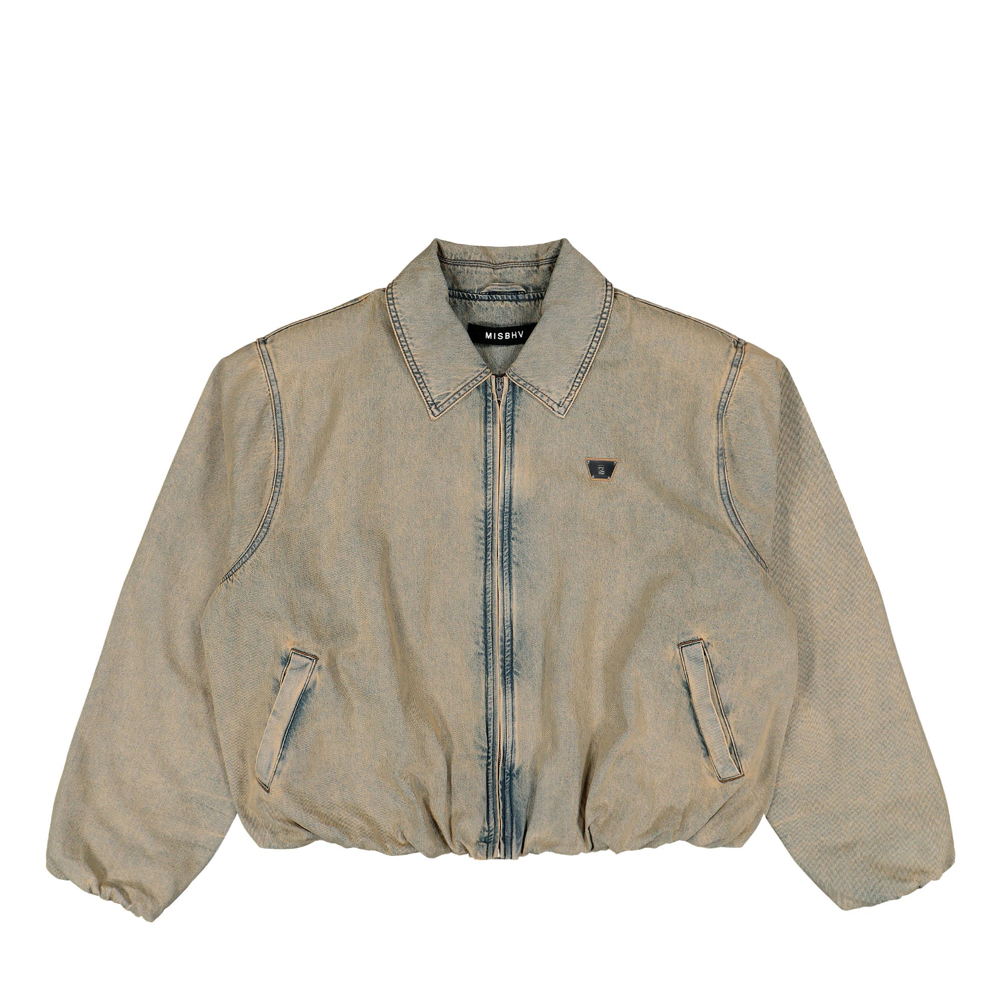 MISBHV Sand Washed Bomber Denim Jacket Sand Washed Jackets 260U404 Detail View 1 | GATE