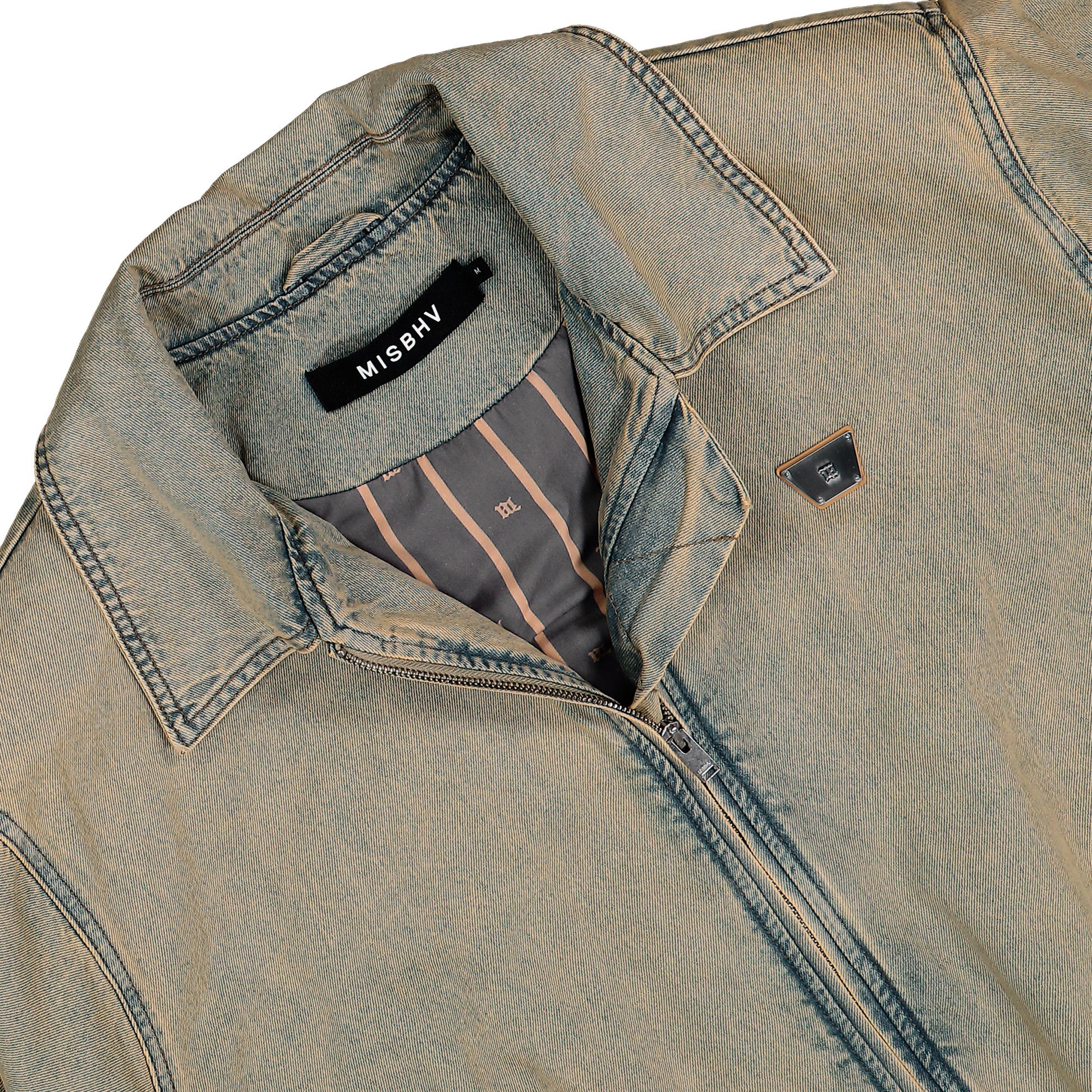 MISBHV Sand Washed Bomber Denim Jacket Sand Washed Jackets 260U404 Detail View 3 | GATE