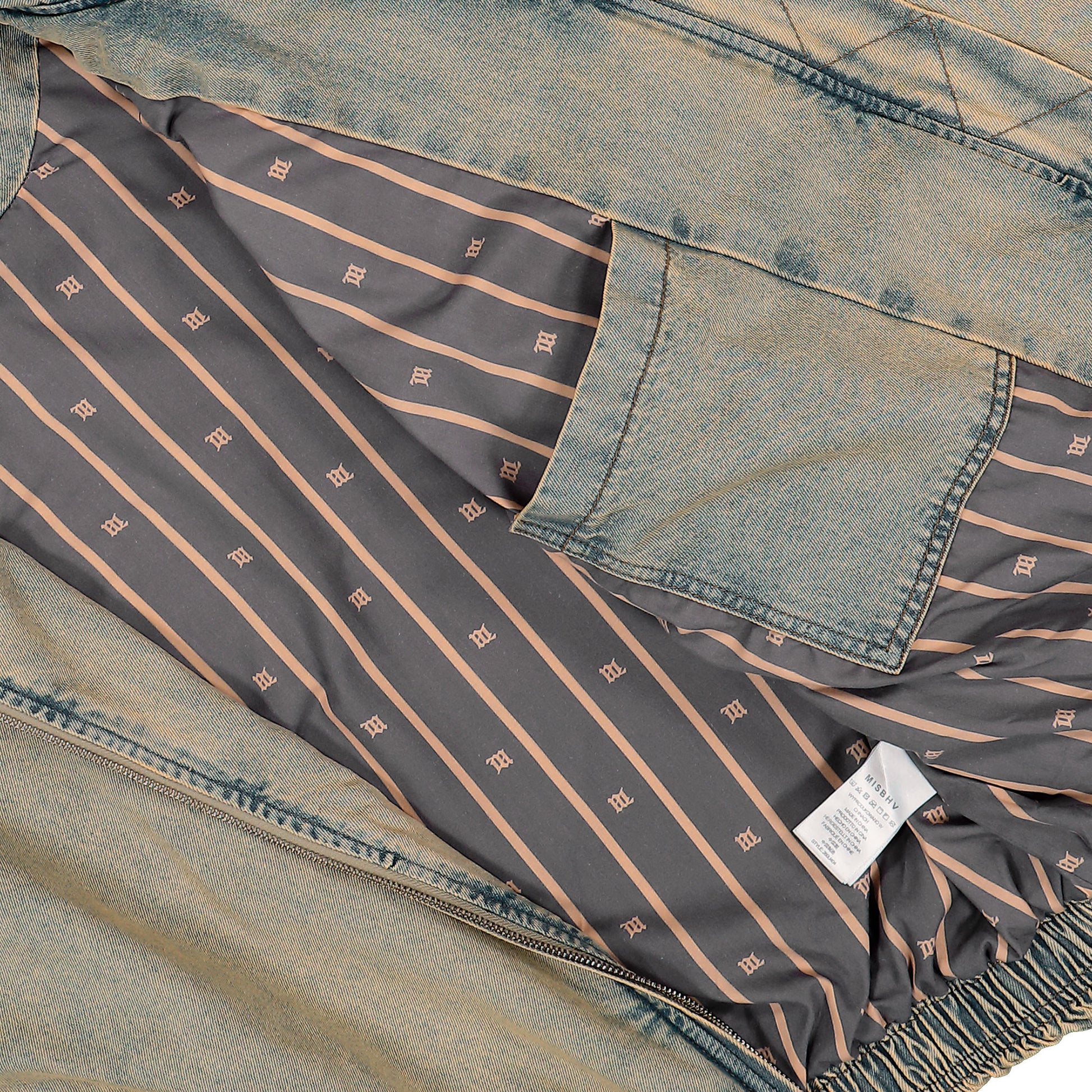 MISBHV Sand Washed Bomber Denim Jacket Sand Washed Jackets 260U404 Detail View 5 | GATE