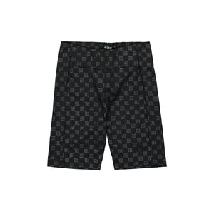 MISBHV Black Monogram High Waisted Biker Shorts Black Detail view 1 | Gate