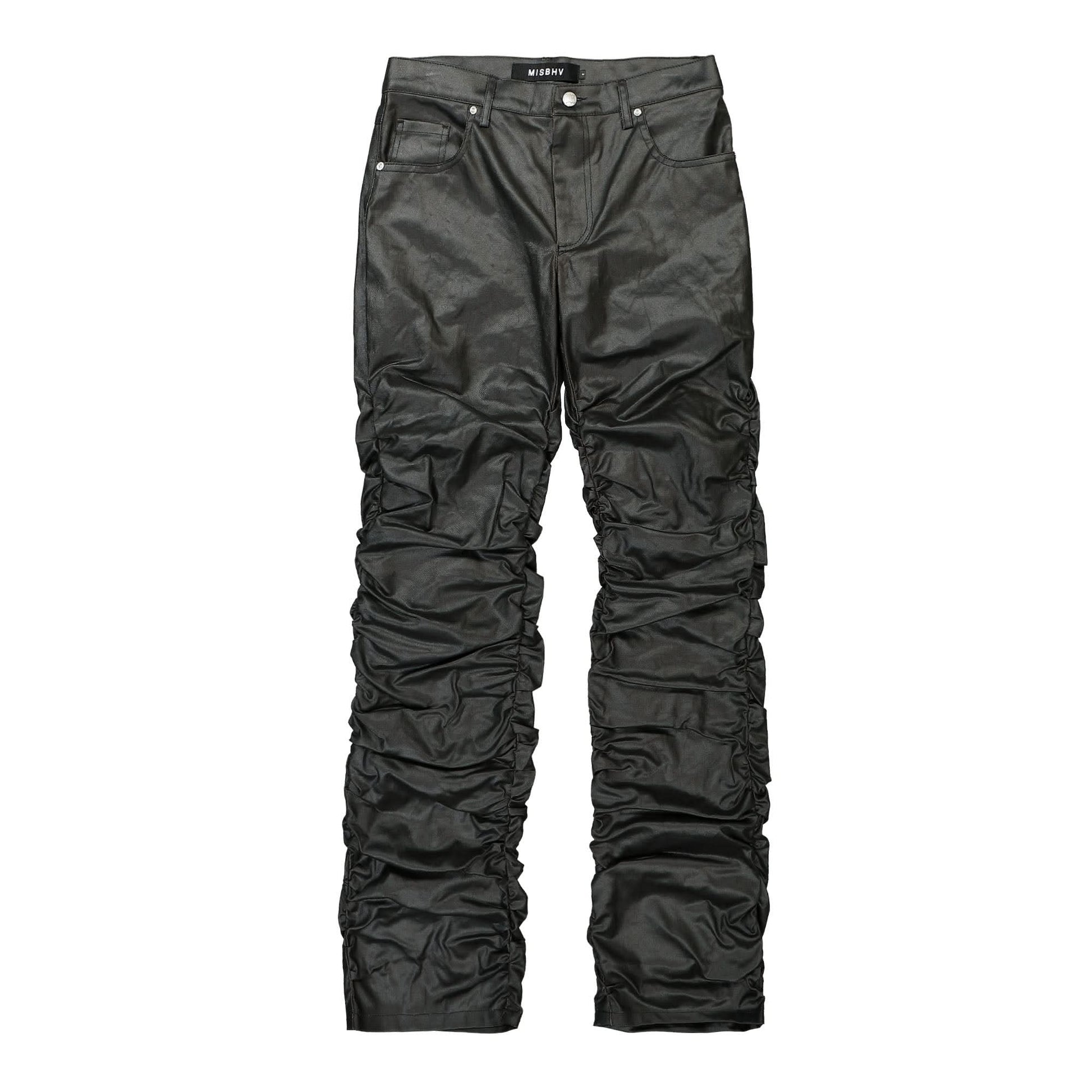 MISBHV Waxed Cotton Trousers Black Detail view 1 | Gate