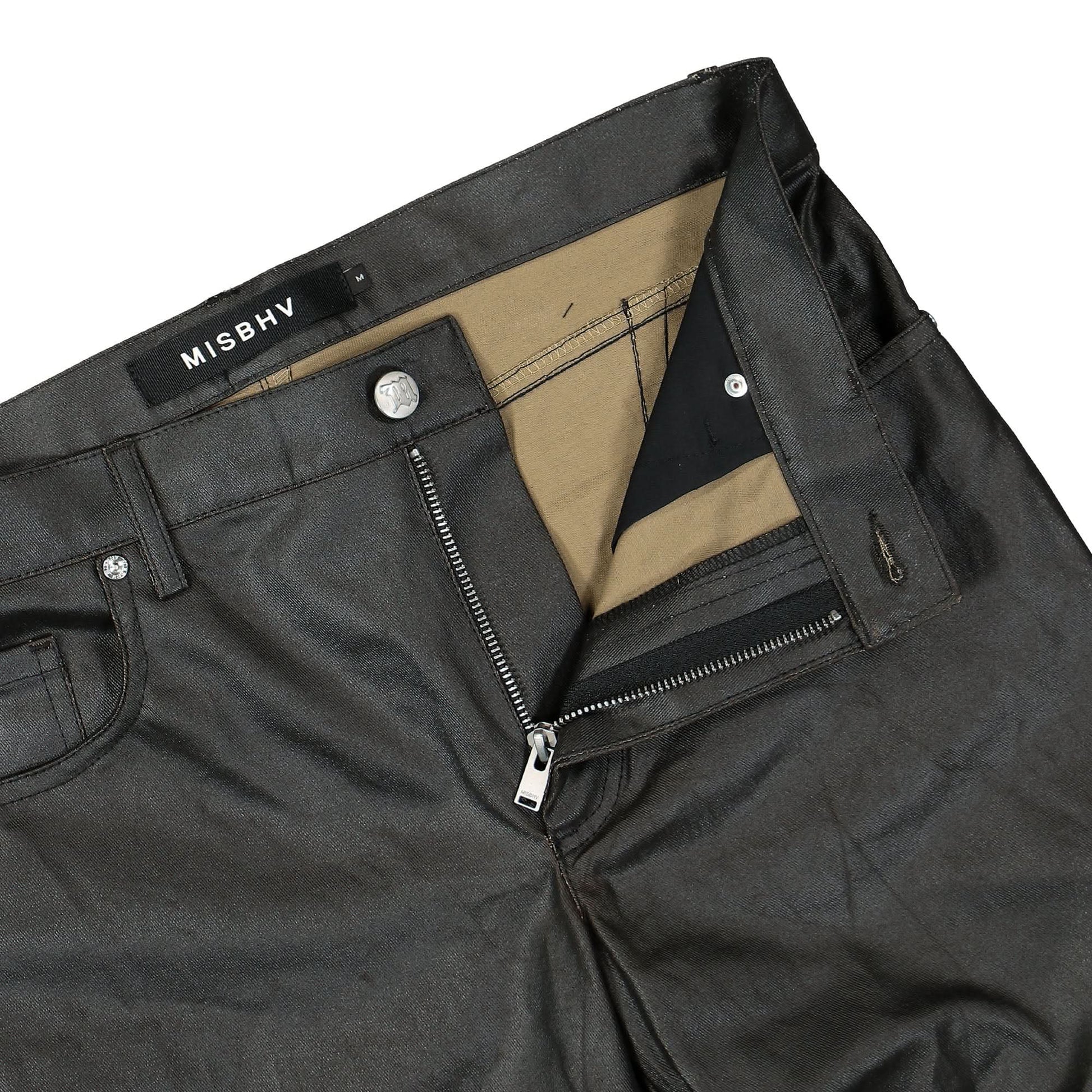 MISBHV Waxed Cotton Trousers Black Detail view 4 | Gate