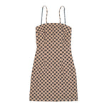 MISBHV Monogram Spaghetti Mini Dress Beige Dresses 4020W017 Detail View 1 | GATE