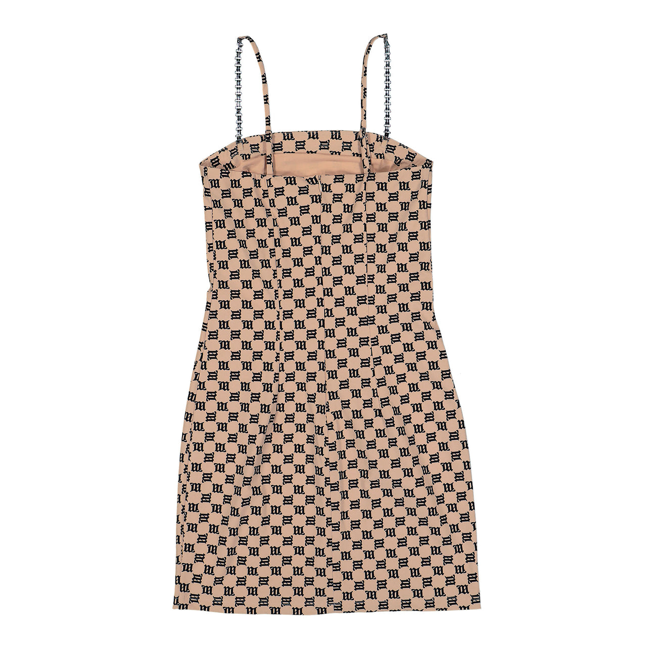 MISBHV Monogram Spaghetti Mini Dress Beige Dresses 4020W017 Detail View 1 | GATE