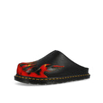 Dr. Martens San Mule Flame Black / Vibrant Red / DMS Yellow Slides 41605001 Detail View 4 | GATE
