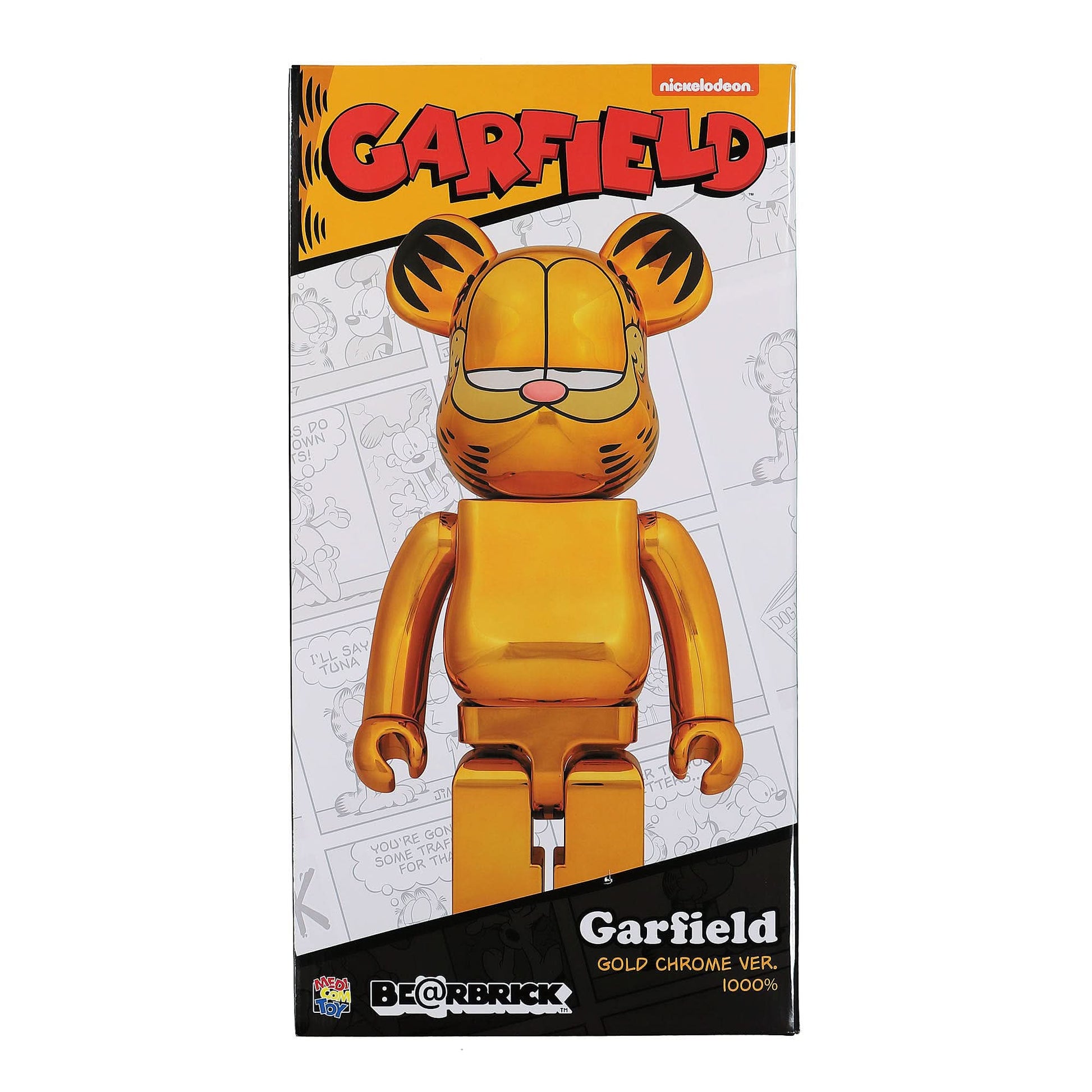 Medicom Be@rbrick Garfield Gold Chrome Version 1000% Gold Detail view 3 | Gate