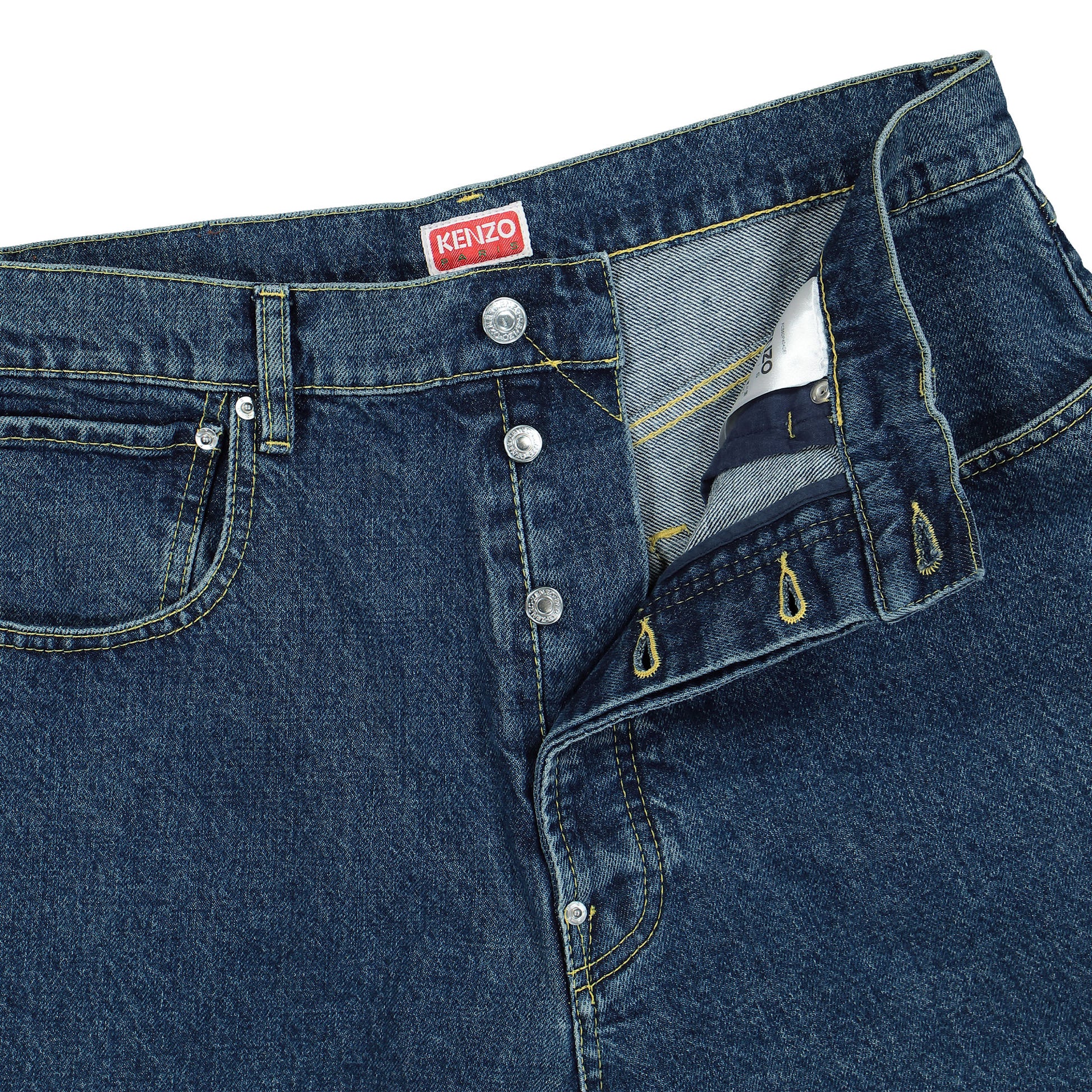 Nigo x Kenzo Regular Fit Jean Navy Blue Denim FC55DP404CEI Detail View 4 | GATE
